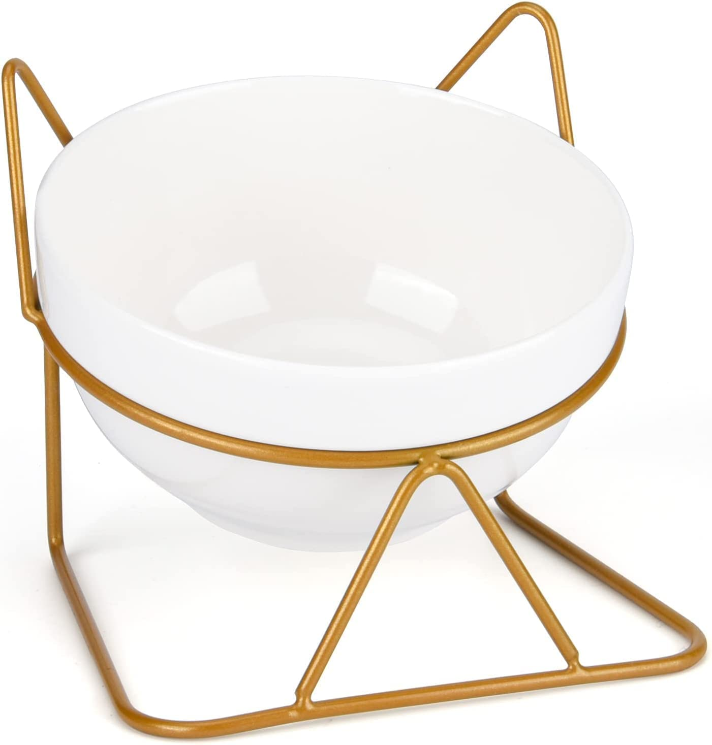 Cat Bowls, Double Ceramic Pet Bowls with 15&deg;Tilted Raised Stand for Food and Water, anti Vomiting Cat Dish Feeder, Perfect for Puppy Cats and Small Dogs (Single Bowl) image number 5