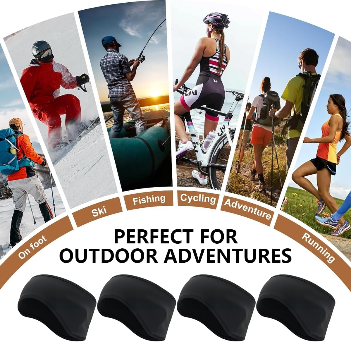 Winter Headband Set, 4 Pieces, Sports Ear Warmers for Men and Women, Windproof, for Jogging, Running, Hiking, Cycling (4 Black) image number 1