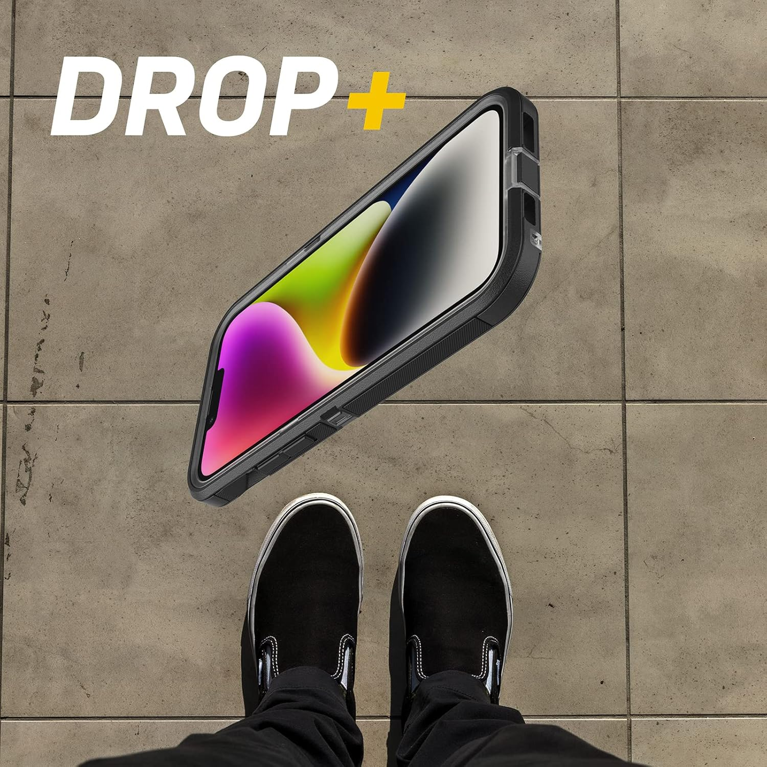 Otterbox Iphone 14 plus Defender Series XT Case - Black Crystal, Screenless, Rugged, Snaps to Magsafe, Lanyard Attachment - Blooming Lotus (Pink) image number 3