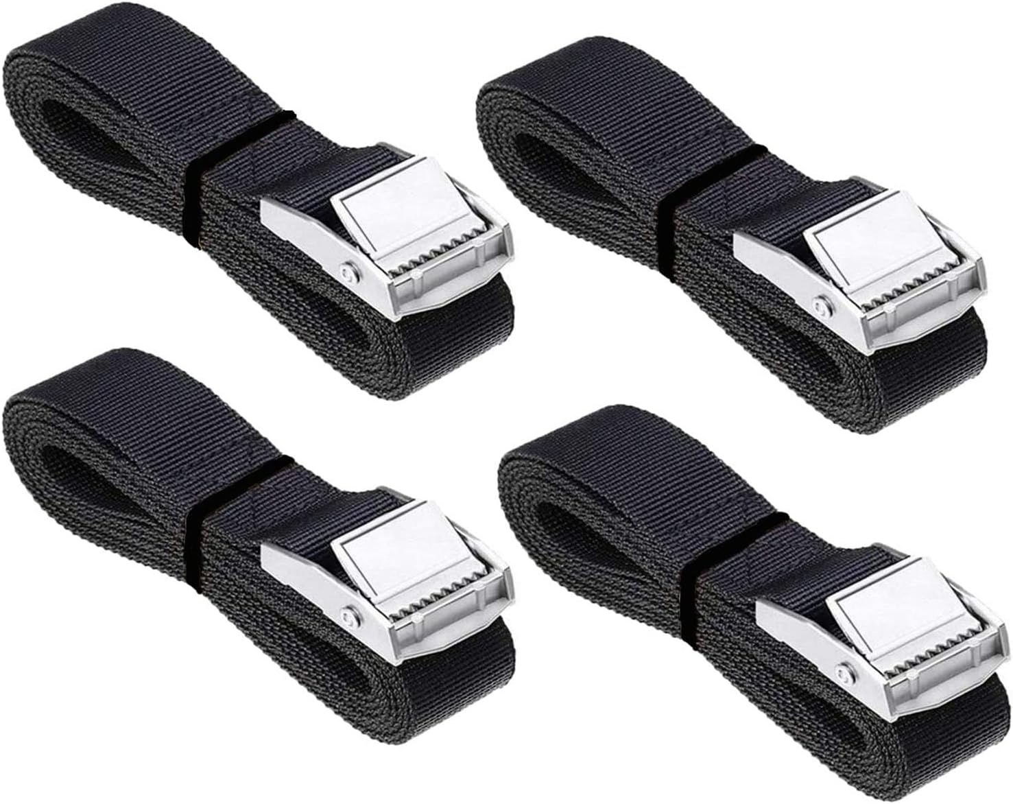 Tie down Straps 6.5Ft, Fifod Lashing Strap with Adjustable Zinc Alloy Cam Buckle, Heavy Duty Black Securing Straps, 4 Pack (6.5Ft X 1 Inch) image number 2