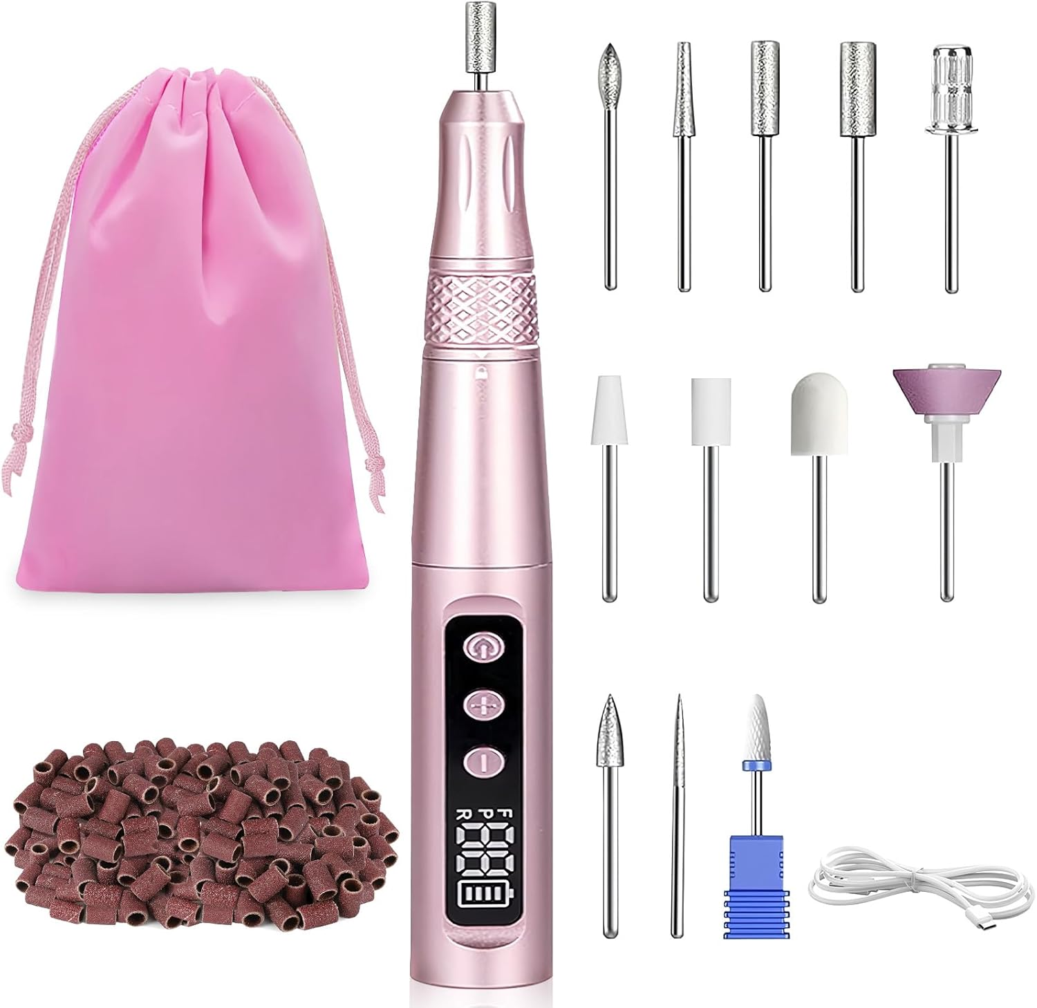 Cordless Nail Drill, Portable Nail File Efile with 12 Bits, LCD Screen & Twist Lock, 35000RPM Low Noise, Professional Nail Drill Kit for Acrylic Nails Gel Polish Manicure Pedicure Salon Quality image number 1