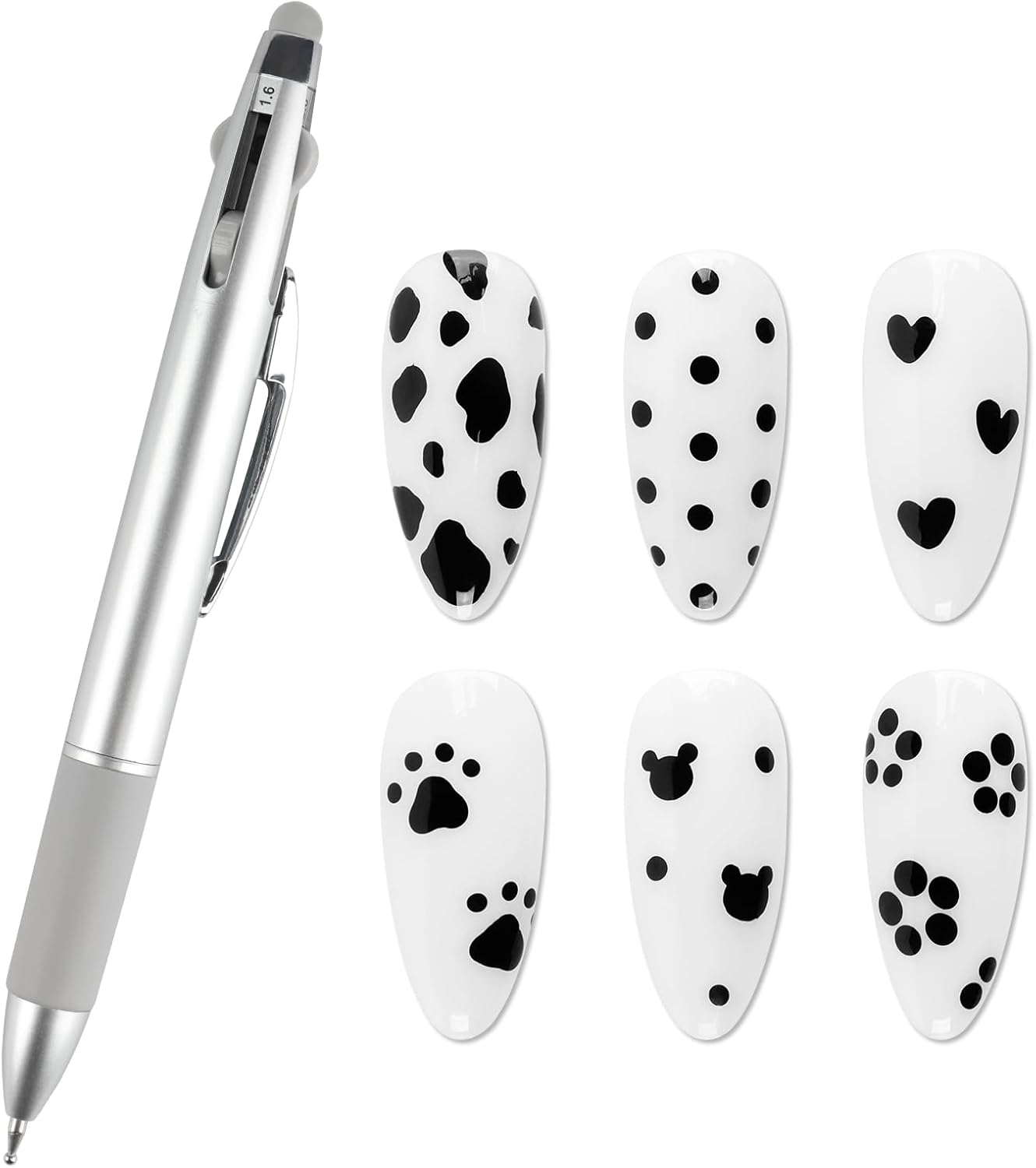 ANGNYA Dotting Tool Nail Art, 4-IN-1 Ballpoint Pen Design Nail Dotting Tool for Painting with Size Marking and Pressing Head, Nail Tools for Nail Art image number 5