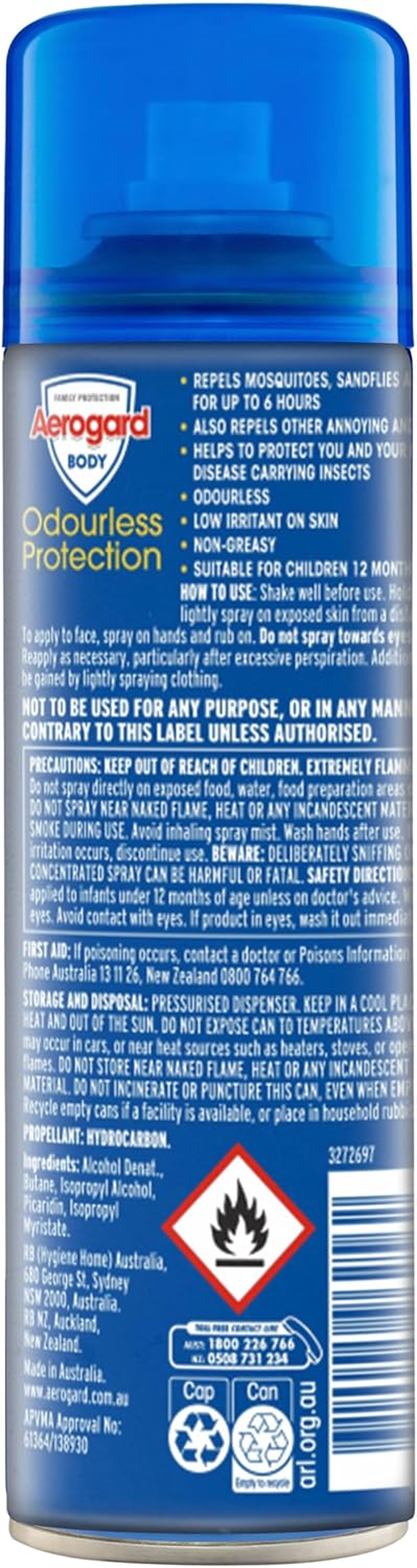 Aerogard Insect Repellent Odourless Aerosol Spray, 150 G image number 3