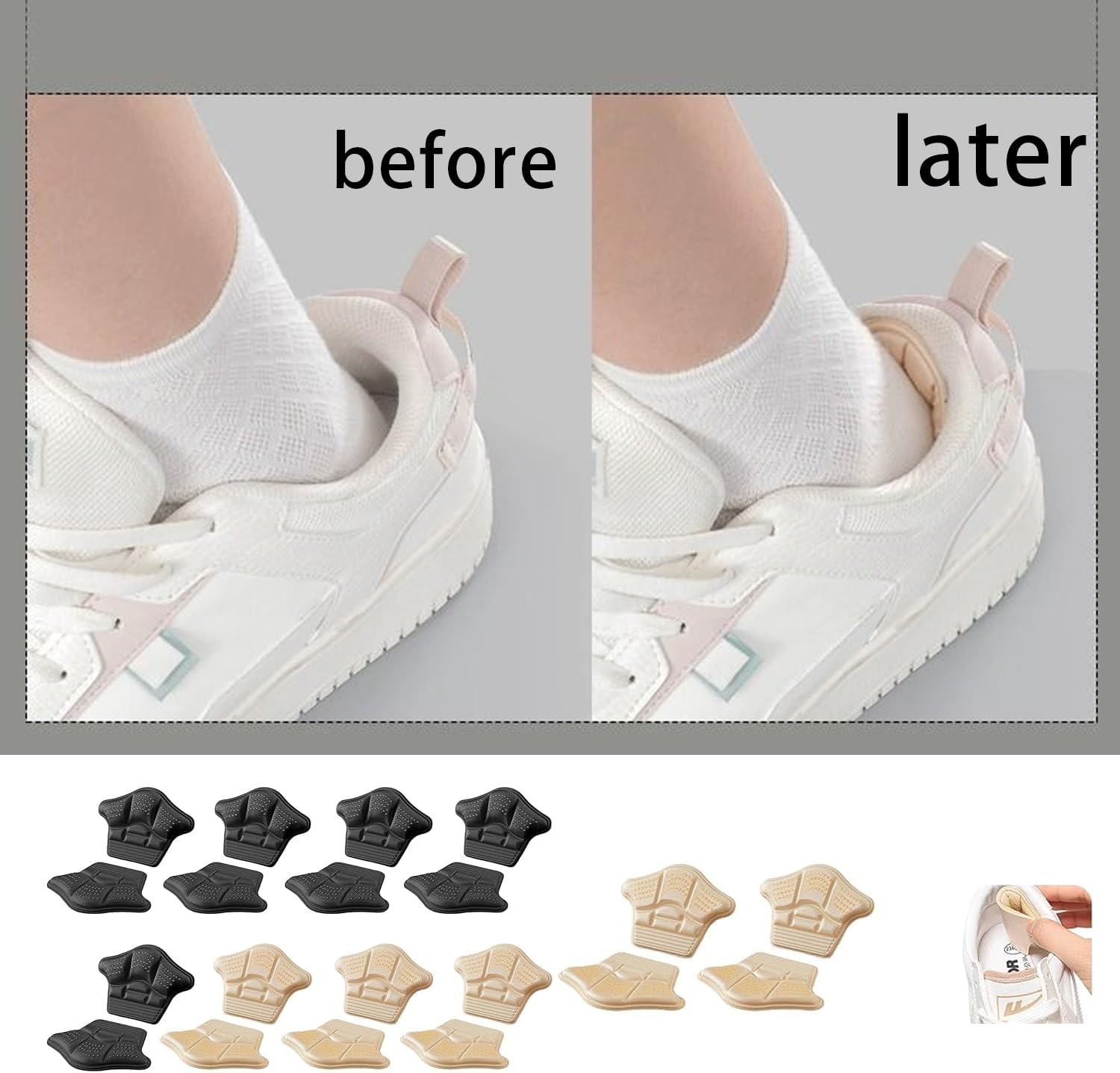 10 Pairs Leather Heel Cushion Inserts for Boots & Sport Shoes - Reusable Adhesive Heel Grips Liners for Comfort, Blister Prevention & Pain Relief Heel Stoppers (10MM) image number 3