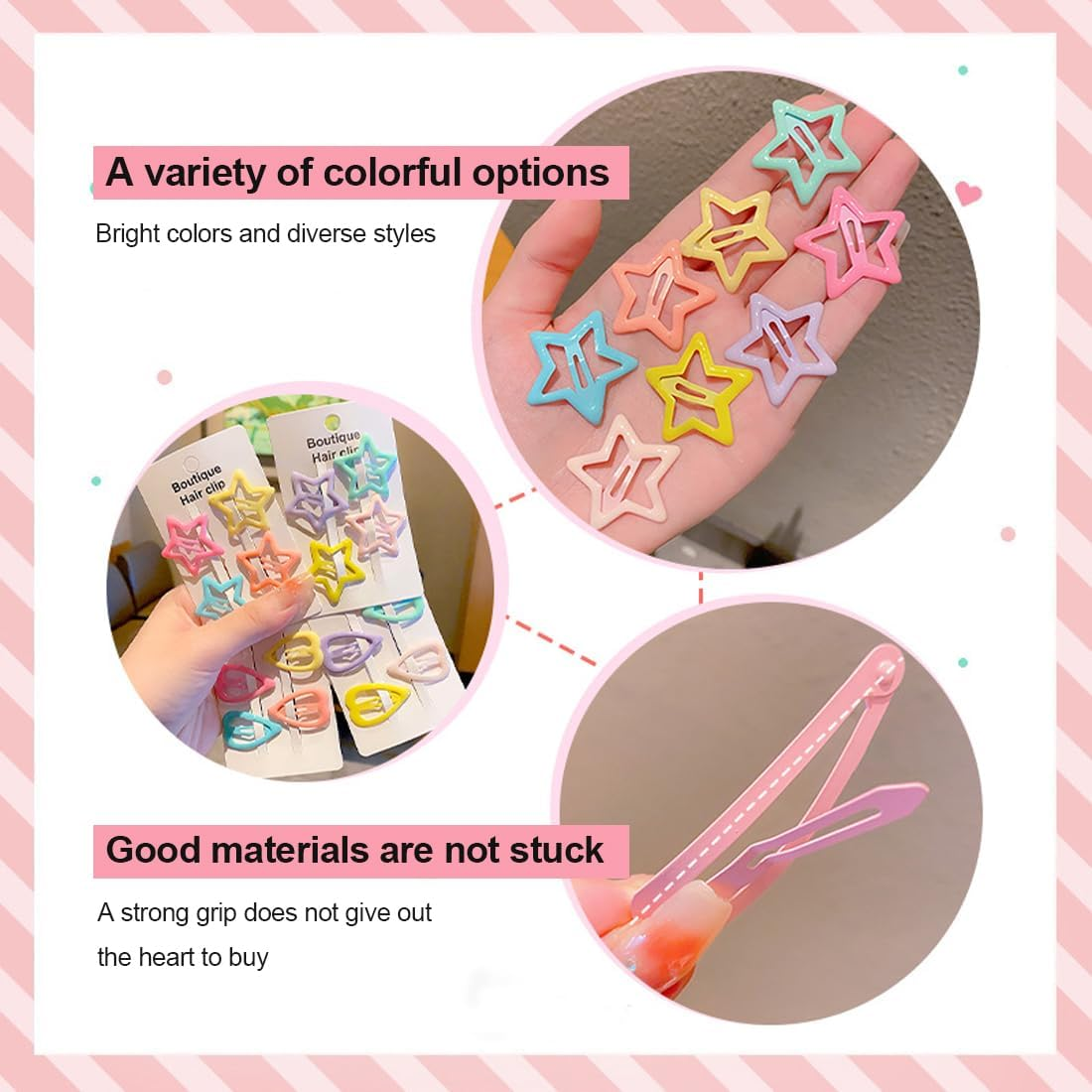 BIRLOZA Pack of 10 Star Hair Clips, Mini Hair Clips, Colourful Star Hair Clip, Hair Accessories, Pentagram, Metal Snap Headpiece, for Children, Girls and Madame image number 5