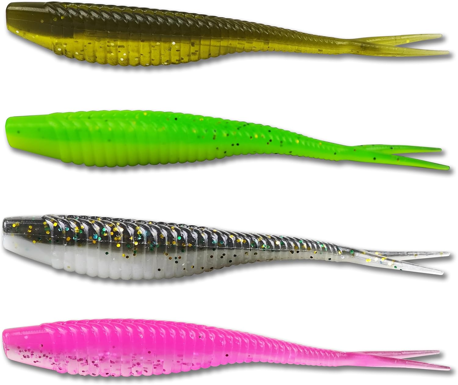 Keencatch Soft Plastic Swimbait with Jighead, Fishing Lure for Flathead Trevally Estuary Perch Bass Trout Snapper, Fluke Bait Minnow 40PCS 7Cm/2.76'', Jerk Shad for Saltwater/Freshwater image number 1
