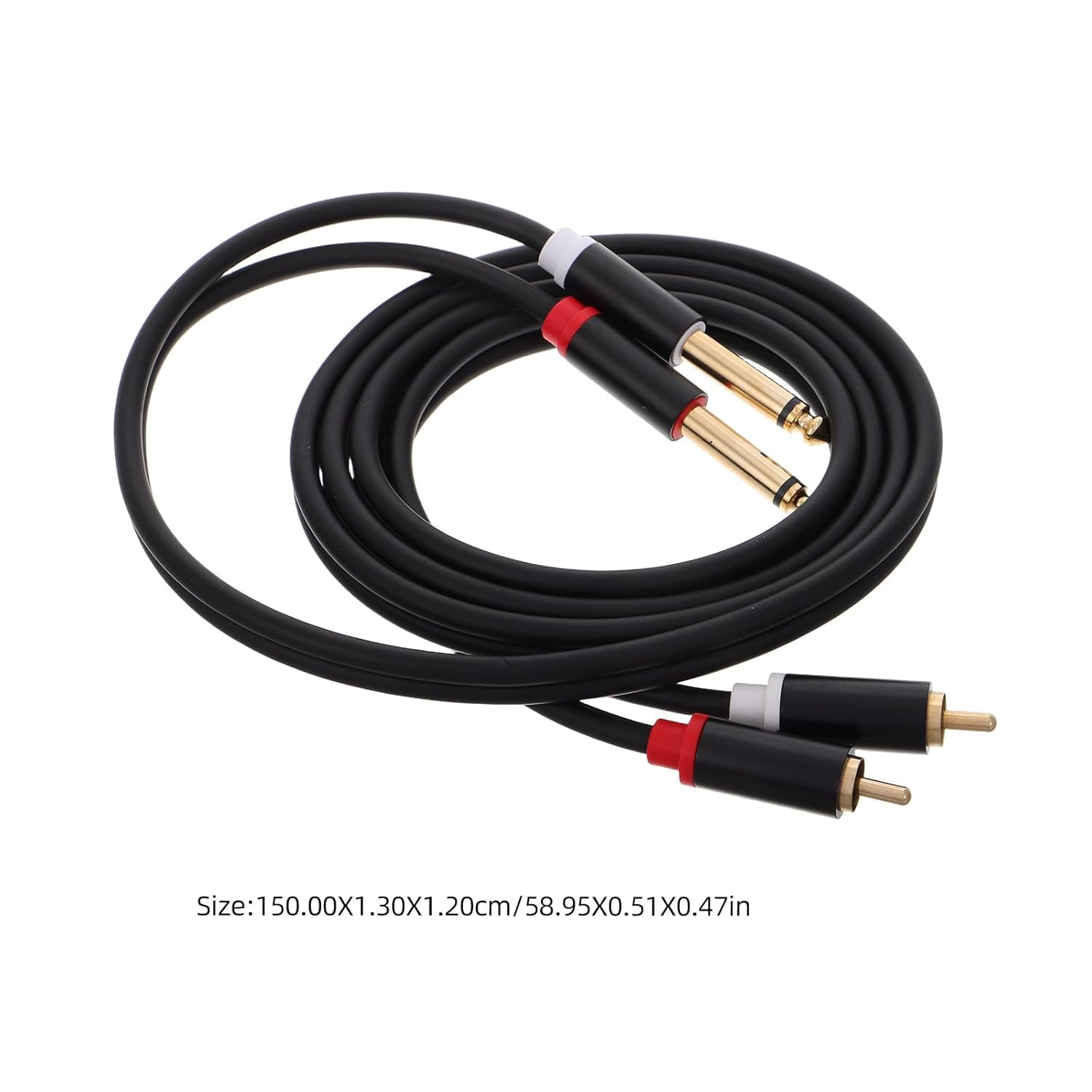 Holibanna Stereo Audio Connection Cable Gold Plated Dual RCA to 6.35Mm TRS Cable Aluminum Alloy Shell for Instrument Home Studio Use