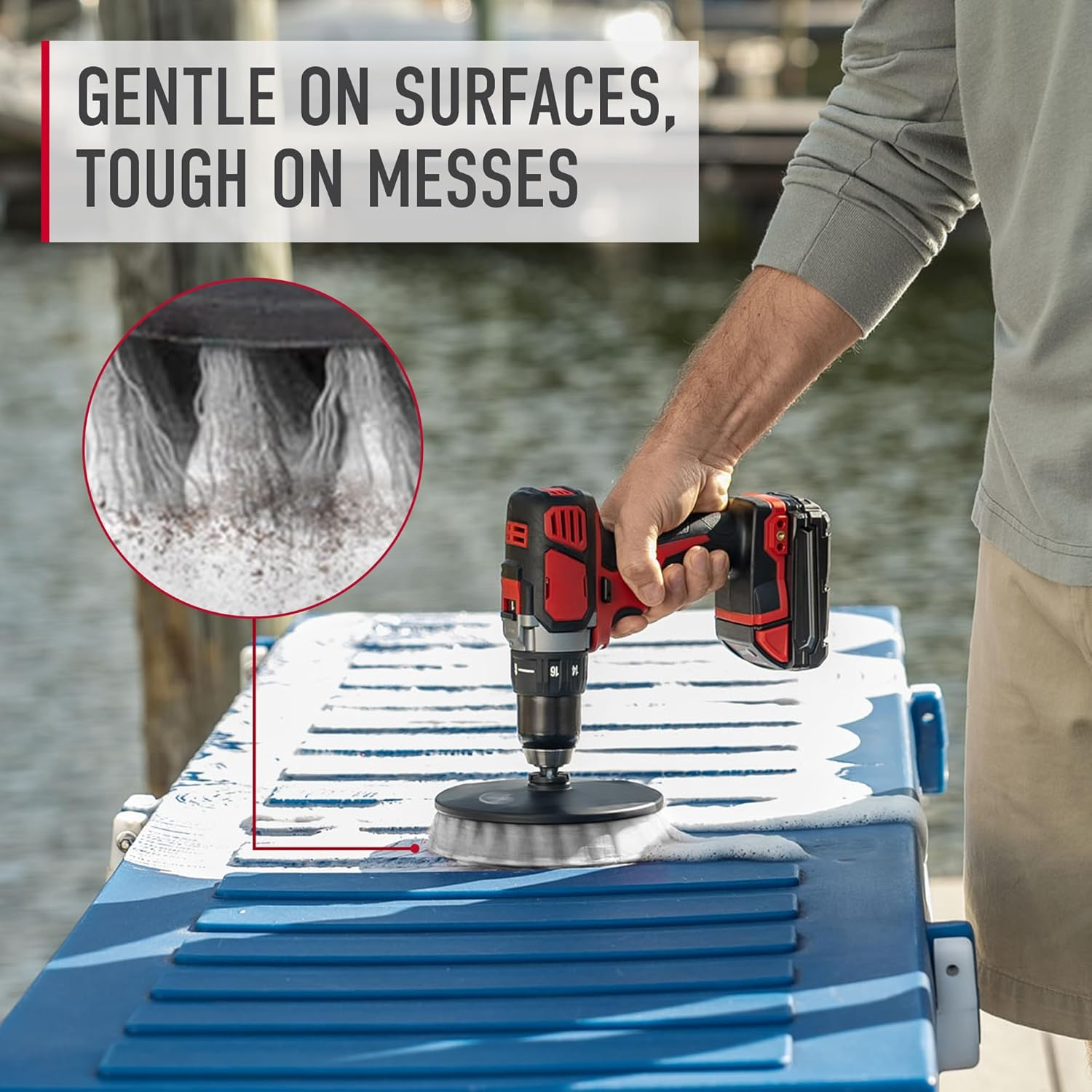 Hoover Soft Bristle Cleaning Brush, 6" Soft Bristle Brush, for Use on Delicate Surfaces, Gentle Whole Home Cleaning, Scrubber Brush Drill Attachment for Cleaning