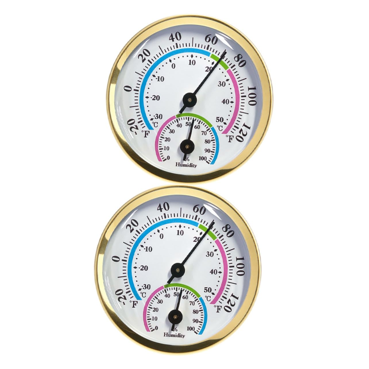 Ifundom 2Pcs Mini Indoor Thermometer Hygrometer Gold Decorative Humidity Gauge for Wine Cabinets Rooms Office Wall Mount Moisture Sensor image number 5