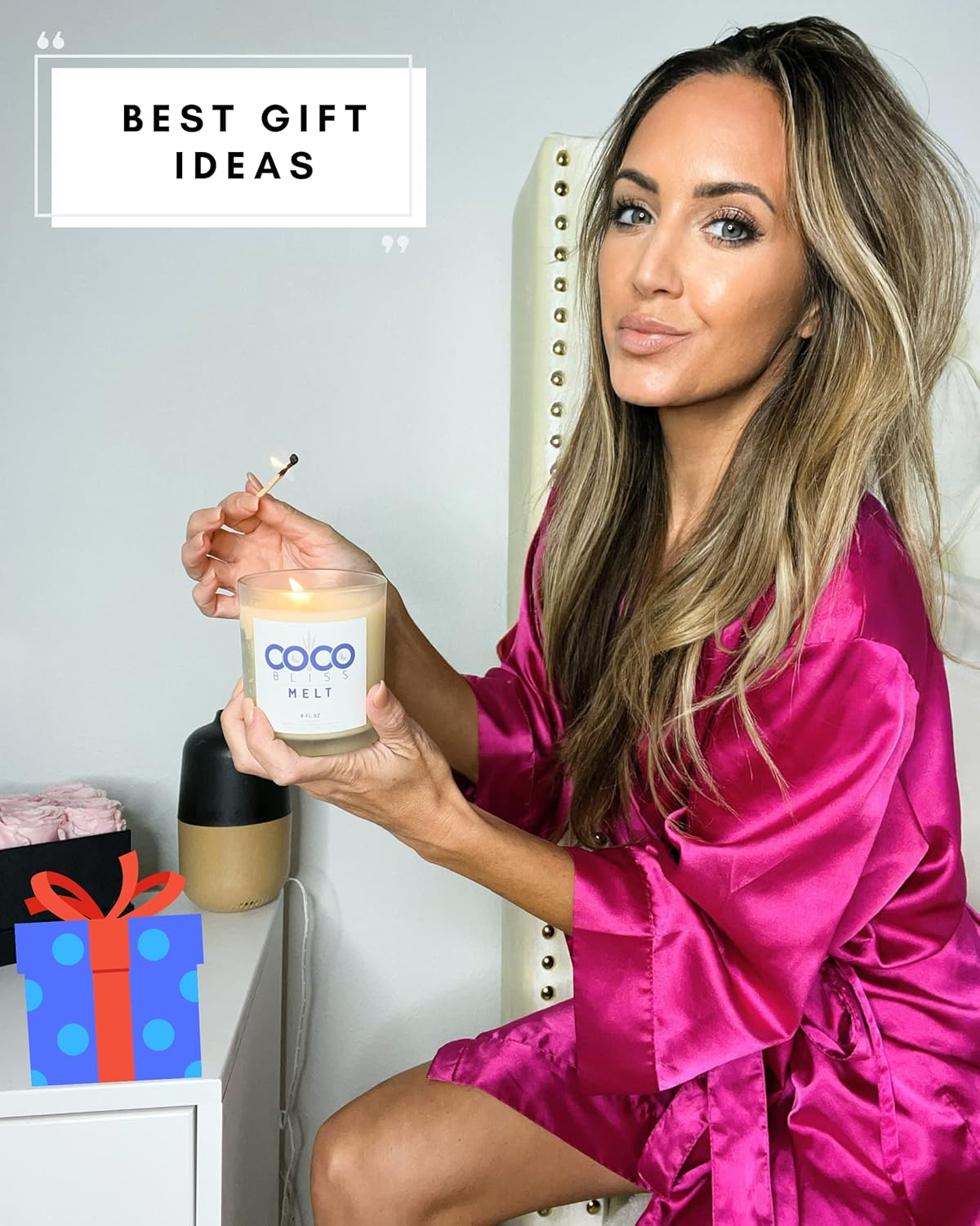 Coco Bliss Melt - Massage Candle Natural Coconut Moisturizing Body Oil Candles for Women, Men & Romantic Couples | Body Essential Oil Candle Vanilla Scent, Vitamin E Almond Oil, Cocoa Butter - 8Oz