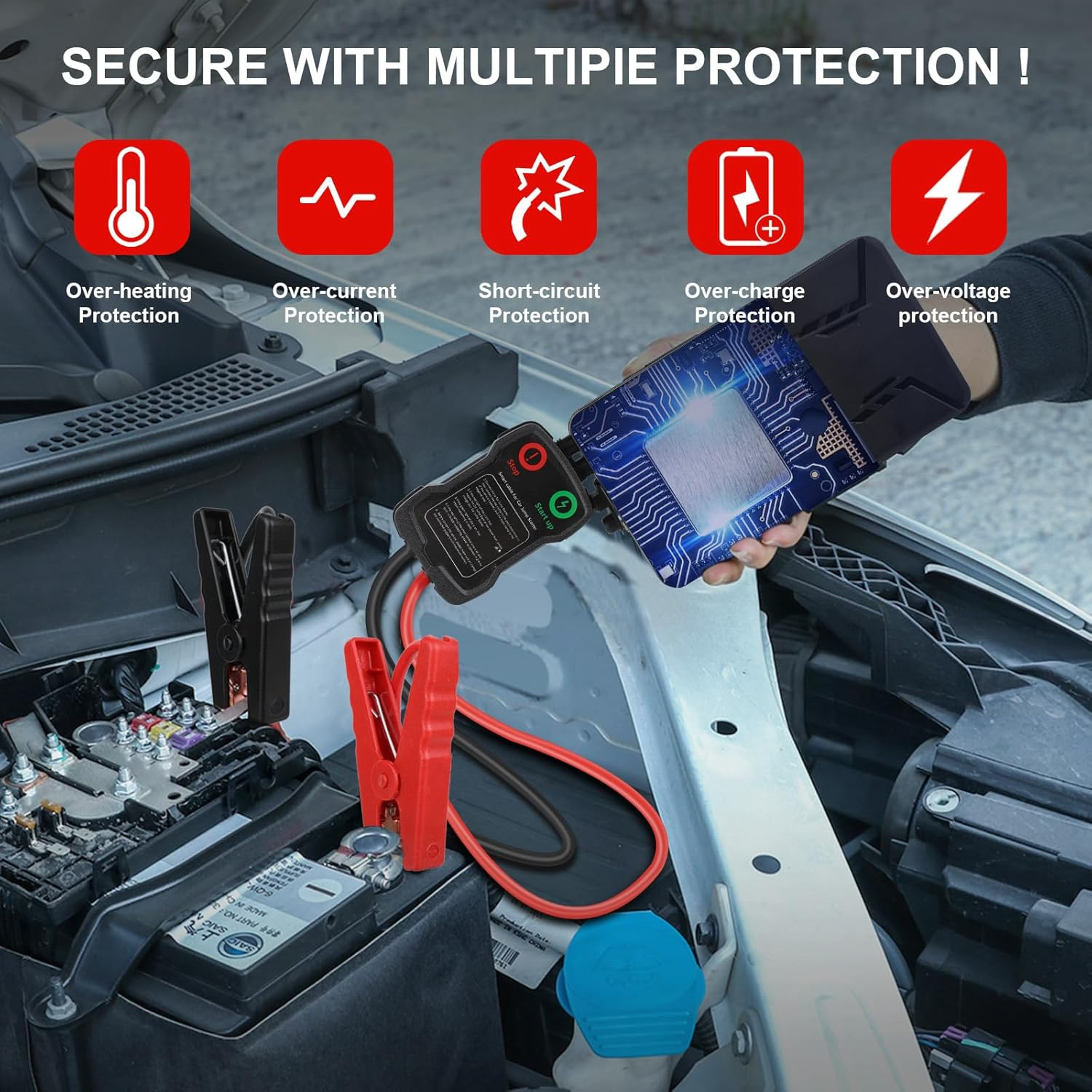 Aryee Jump Starter 6000A Peak 12V 27000Mah Portable Car Auto Jump Starter Power Pack for up to 5.0L Gas & 2.0L Diesel Engines Portable Power Bank Charger with Type-C image number 4