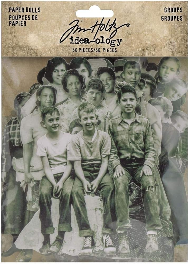 Idea-Ology Tim Holtz Idea-Ology 2021 Paper Dolls Groups and Paper Dolls Solos - 2 Item Bundle Orange, Black image number 3