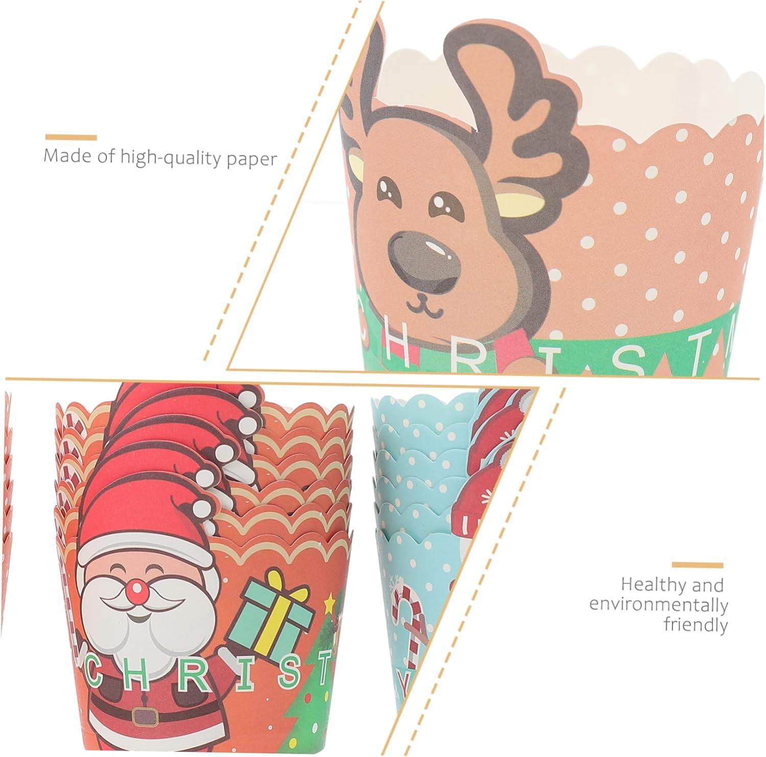 CHILDWEET Small Paper Christmas Muffin Cups 150Pcs Baking Paper Cups Heat Resistant for Holiday Party Baking Supplies