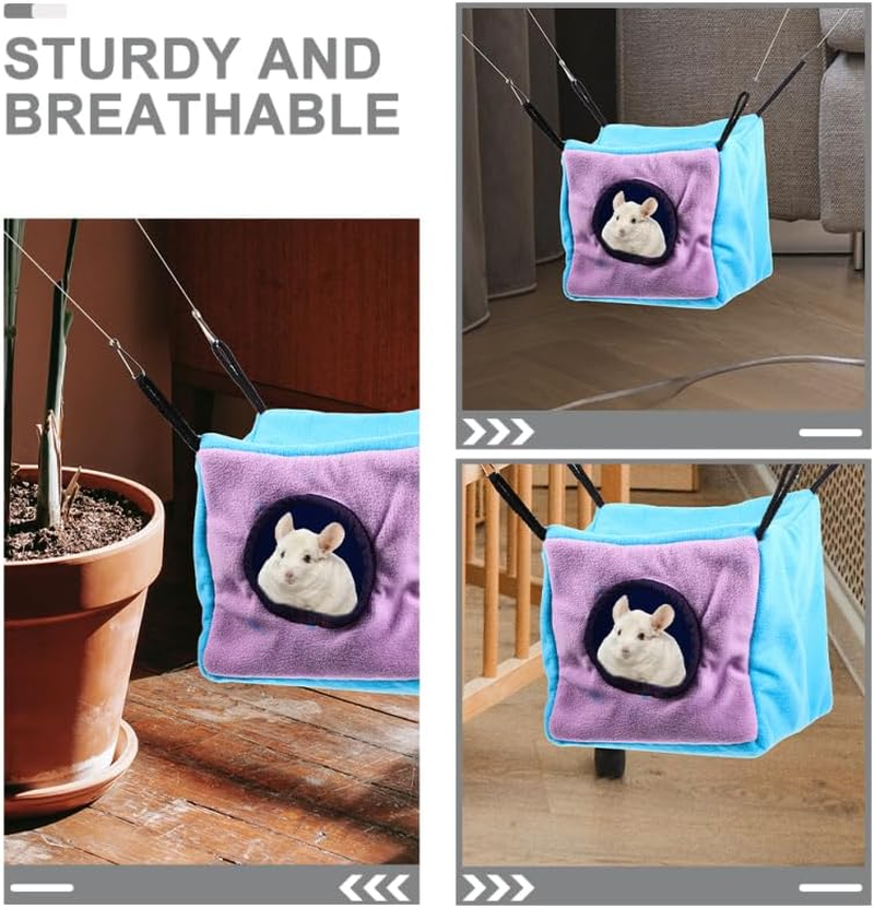 Ifundom Small Animals Cube Hammock for Ferret Rat Chinchilla Squirrel Guinea Pig Cage Hanging Warm Hideout Bed image number 5