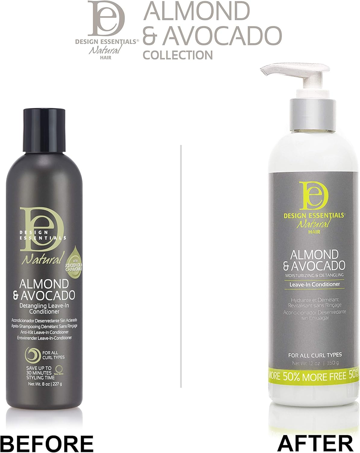 Design Essentials Almond & Avocado Moisturizing & Detangling Leave-In Conditioner for Curly Hair, 12 Ounce