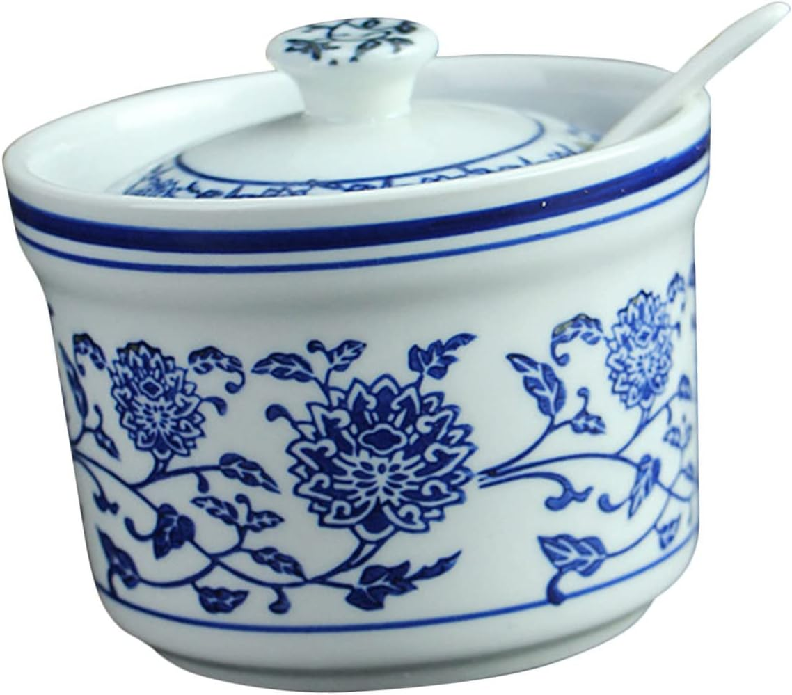 FUNOMOCYA Ceramic Seasoning Jar with Spoon Airtight Storage Canister for Spices Elegant Kitchen Container for Salt Sugar Condiments for Home Restaurant and Use image number 5