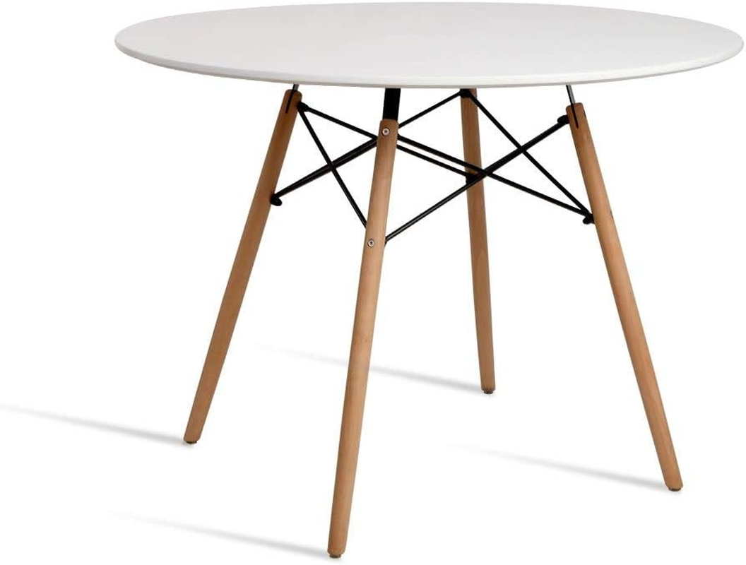 Artiss Dining Table round White Coffee Tables Side Buffee Desk Lounge Desks Home Living Room Bedroom Kitchen Office Cafe Restaurant Furniture, 4 Seater 100Cm Wide, Wooden in 73Cm Height image number 2