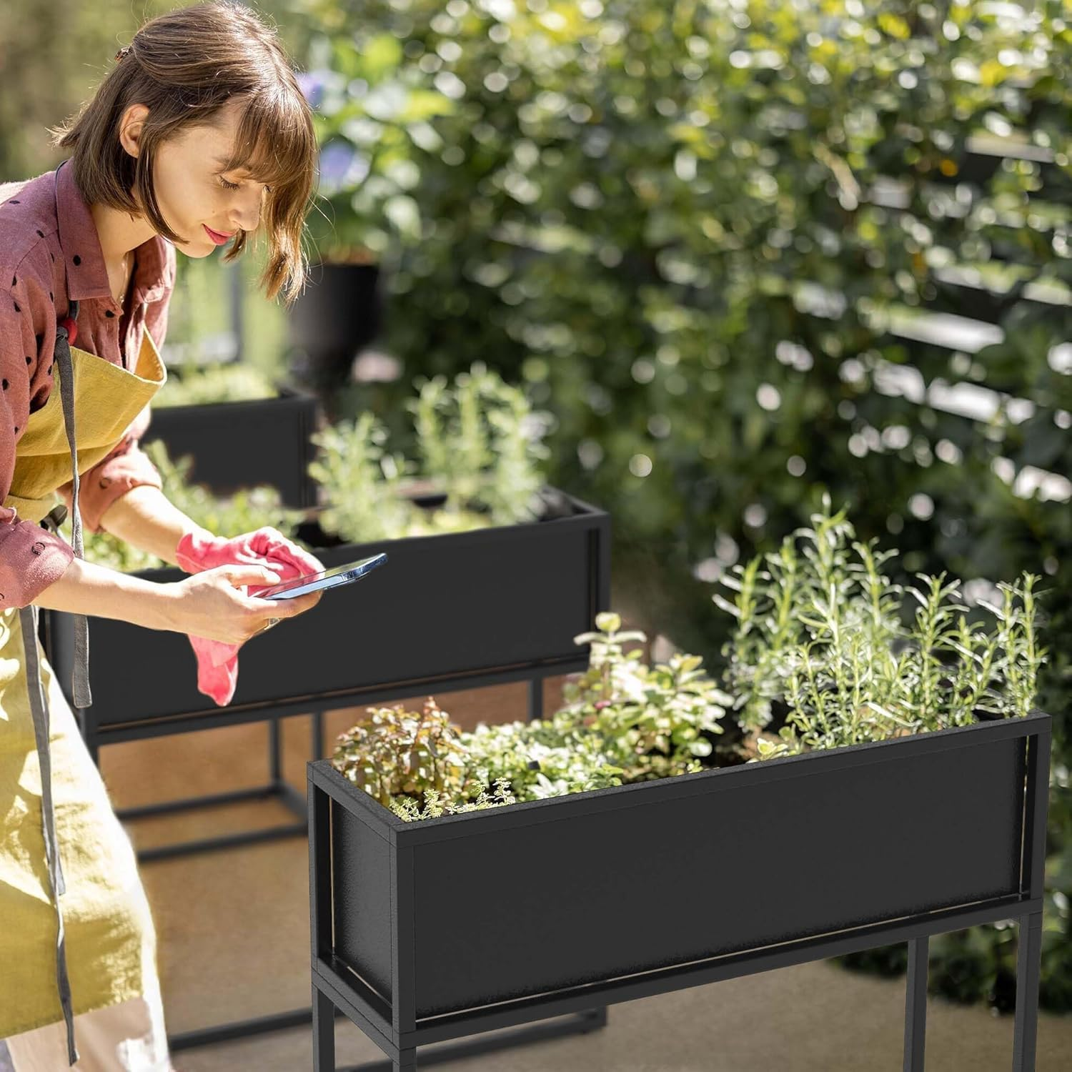 Cocoyard Elevated Outdoor Planter Box - 28 Inch Durable Raised Garden Bed for Planting Herbs, Flowers & Vegetables - Stylish Planter Boxes for Patio Decor & Backyard Gardening - Plant Stand