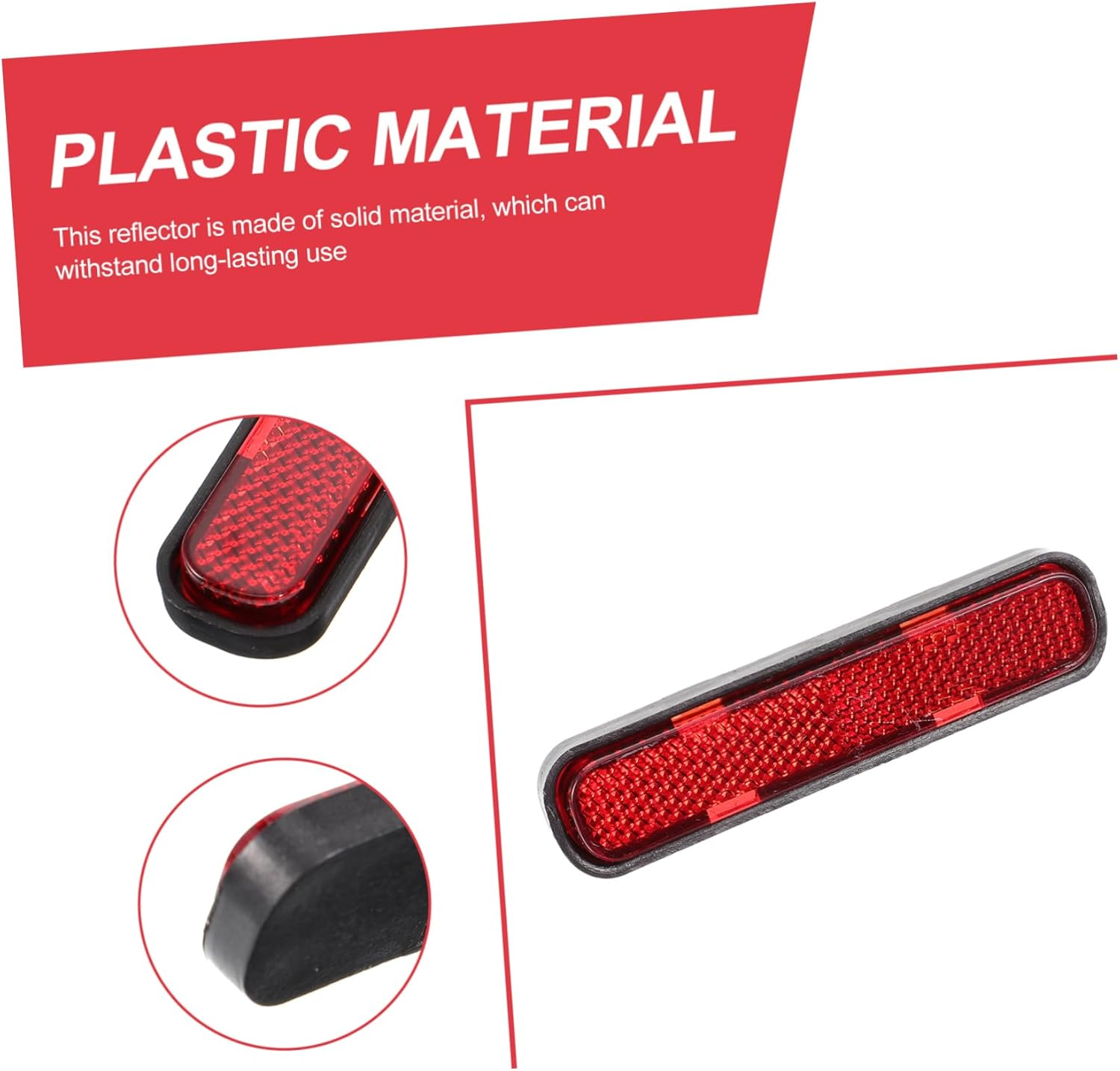 10Pcs Red Oval Screw-On Safety Reflectors for Motorcycle Truck Trailer with Plastic Reflective Panels, High Visibility Warning Signs for Driveway and Roadside Use image number 4