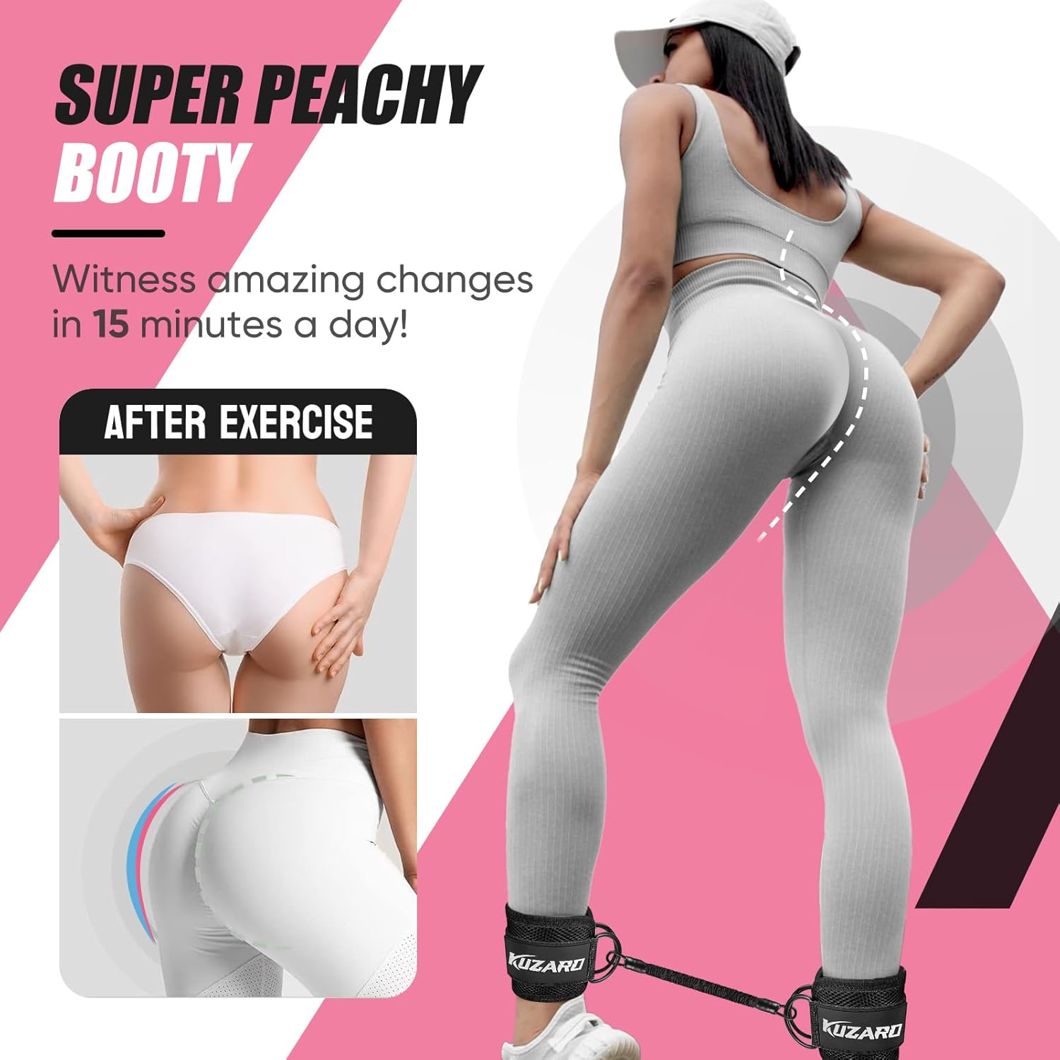 Resistance Bands Set with Ankle Straps, Glutes Workout Equipment, Ankle Bands for Working Out, Butt Exercise Equipment for Women Legs and Glutes - Perfect for Home Workouts and Fitness Training image number 3