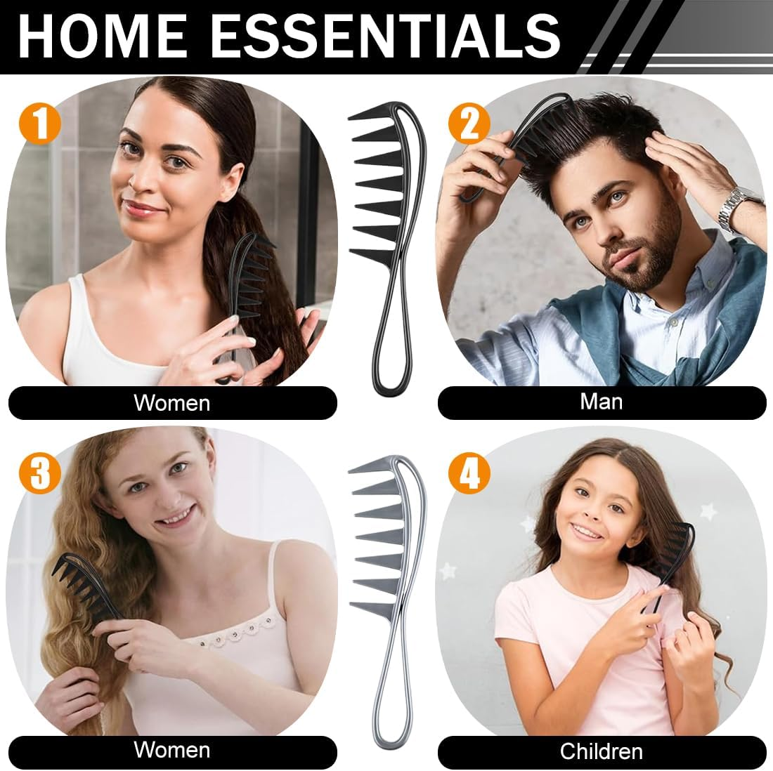 Pack of 2 Wide Tooth Comb, Wide Tooth Trowel, Professional Hairdresser Comb, Antistatic Coarse Teeth for Various Types of Hair, Hair Comb image number 4