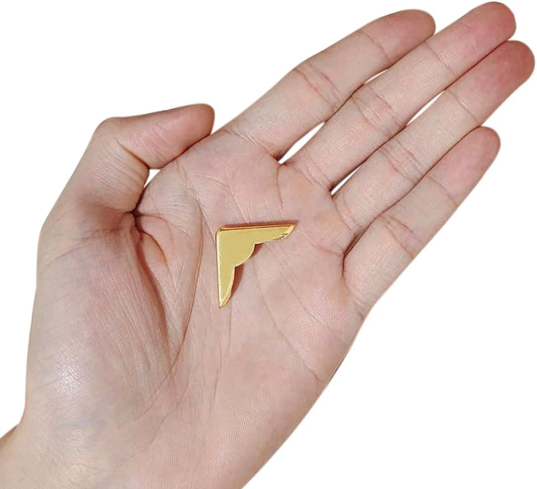 Metal Book Corner Protectors Edge Cover Guard 22 X 22 X 4Mm Gold Tone 30Pcs (Gold, One Size)