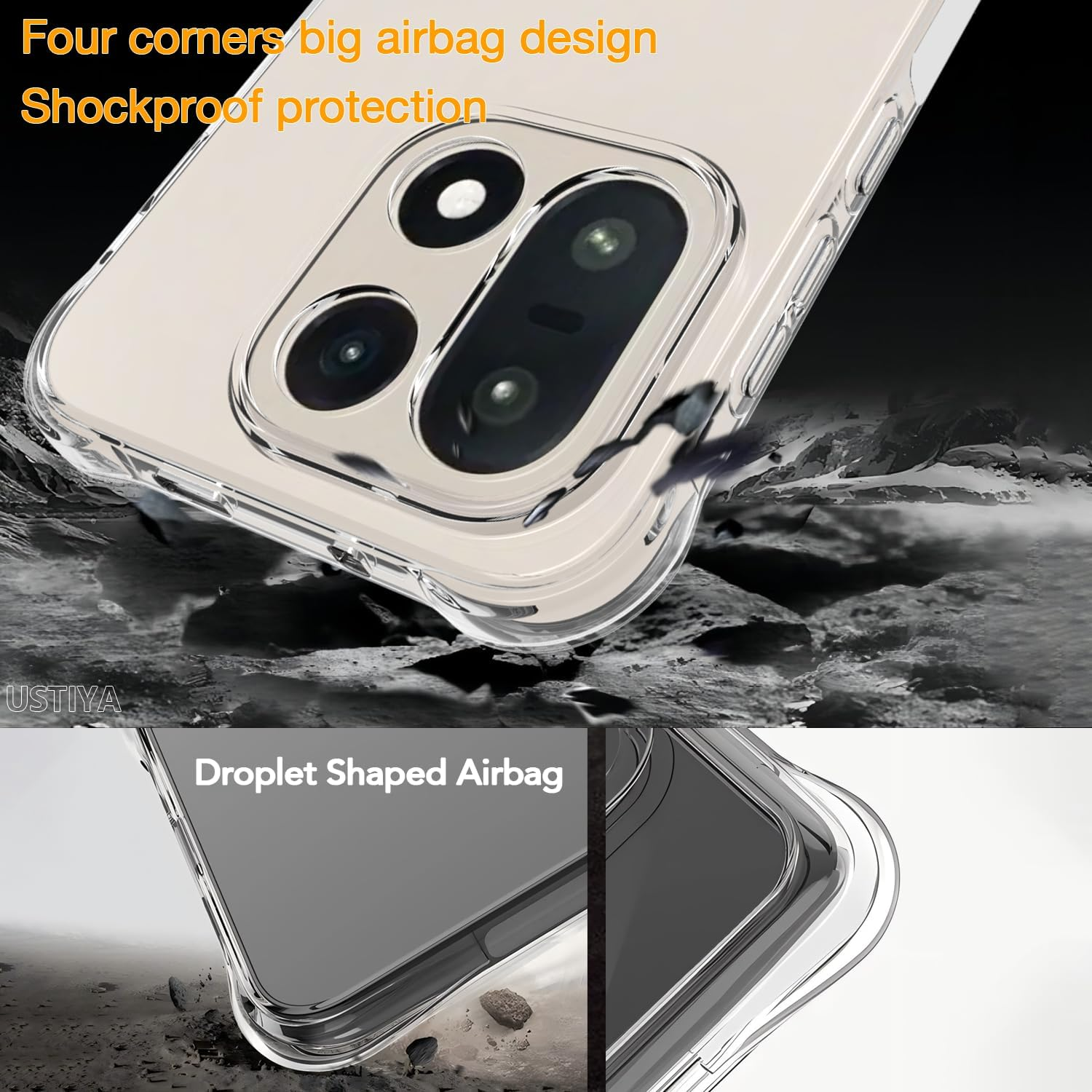 USTIYA Case for Oneplus 15 5G Clear TPU Four Corners Protective Cover Transparent Soft image number 3