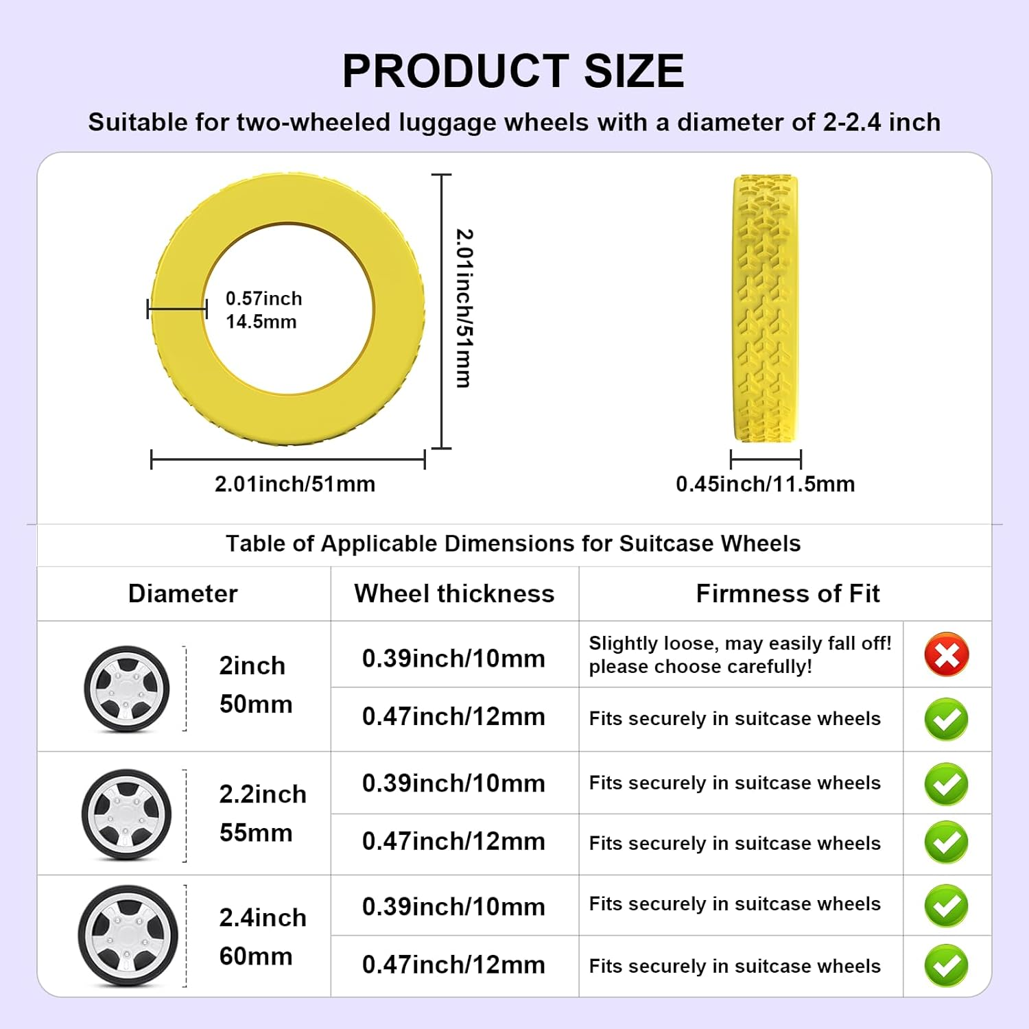 8Pcs Luggage Wheel Covers,Silicone Suitcase Cover for 2-2.4'' Spinner Wheel, Carry on Luggage Wheels Protector,Upgrade Suitcase Wheels Protective,Essential Travel Accessories (Midnight Blue-F) image number 5