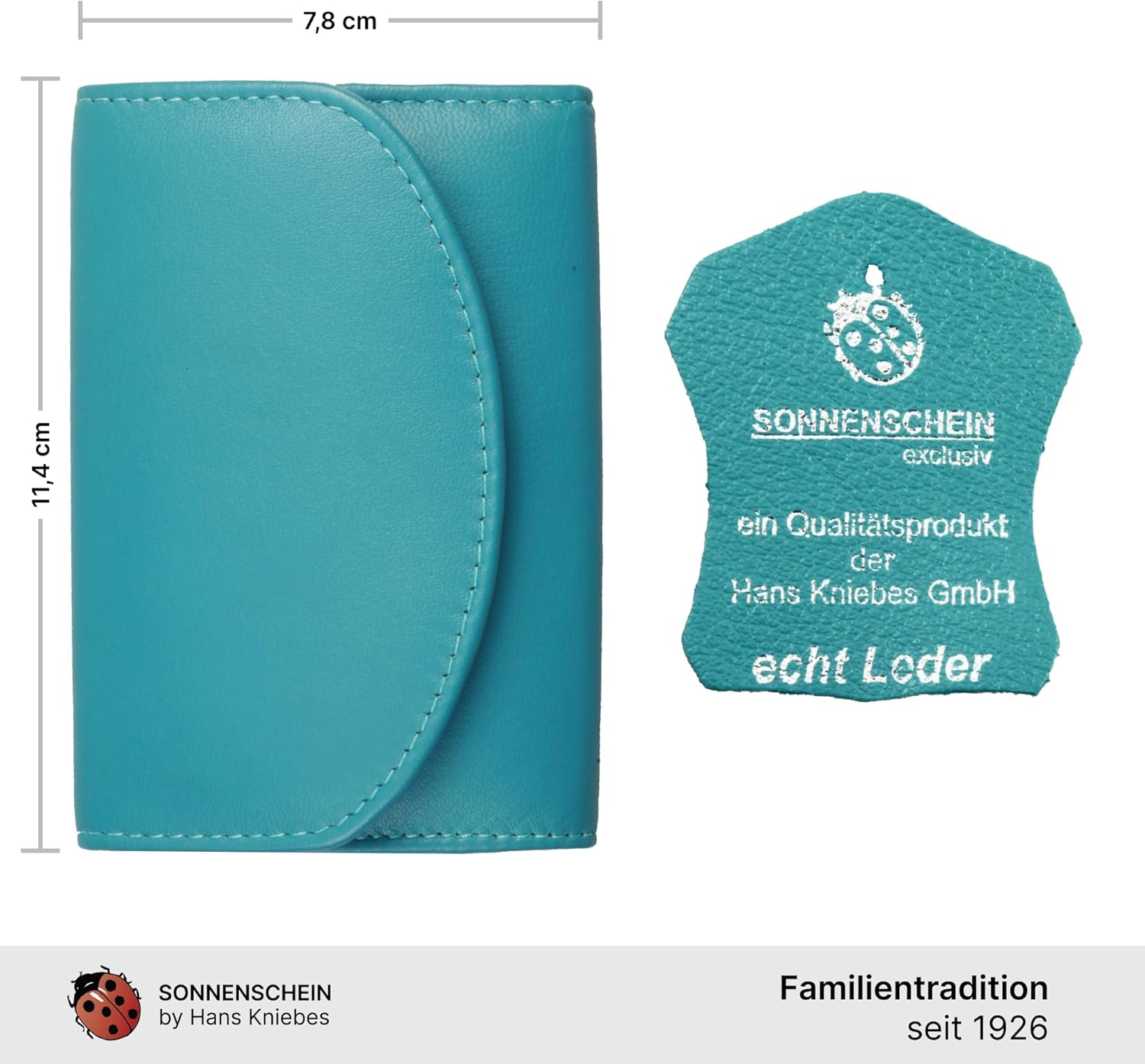 Manicure Set - 5-Piece Nail Care Set - Genuine Nappa Lambskin Leather - Nail Scissors, Cuticle Scissors, Nail File, Tweezers and Double Instrument (Turquoise) image number 1