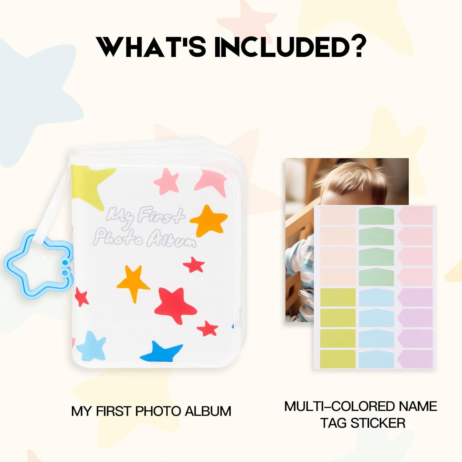 Baby'S My First Photo Album for Baby Holds 21 4X6 Photos, Baby Photo Album Soft Cloth Family Book, My First Family Album for 4X6 Baby Shower Kids Toddlers Family Pictures, Toddler Photo Album (White) - Black image number 2