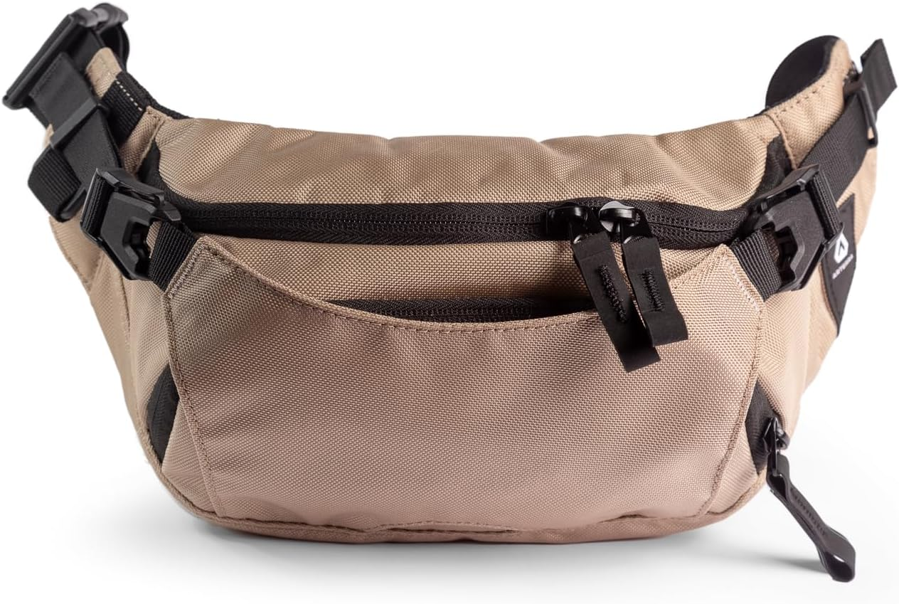 Falcon2L Ultralight Fanny Pack | Crossbody Belt Bag for Men & Women | Compact Waist Pack Sling for Essentials | Expandable External Carry Water-Resistant for Outdoor Travel & Everyday, Dune Tan, One image number 5