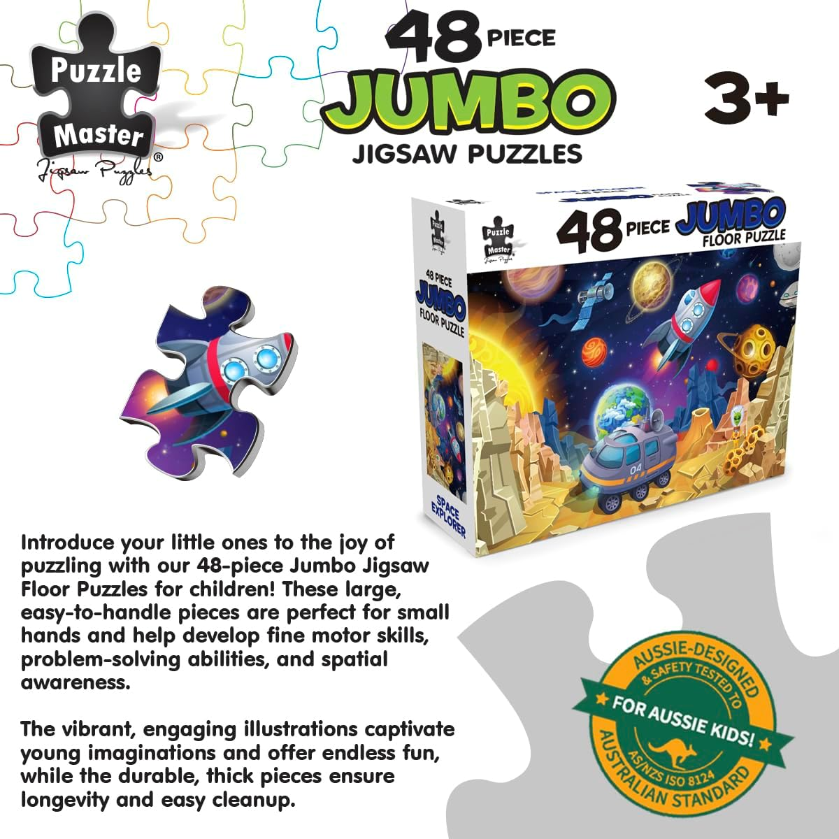 Puzzle Master 'Space Explorer' - 48 Piece Jumbo Floor Puzzle - Jigsaw Puzzles for Kids Ages 3-5 - 92X62Cm