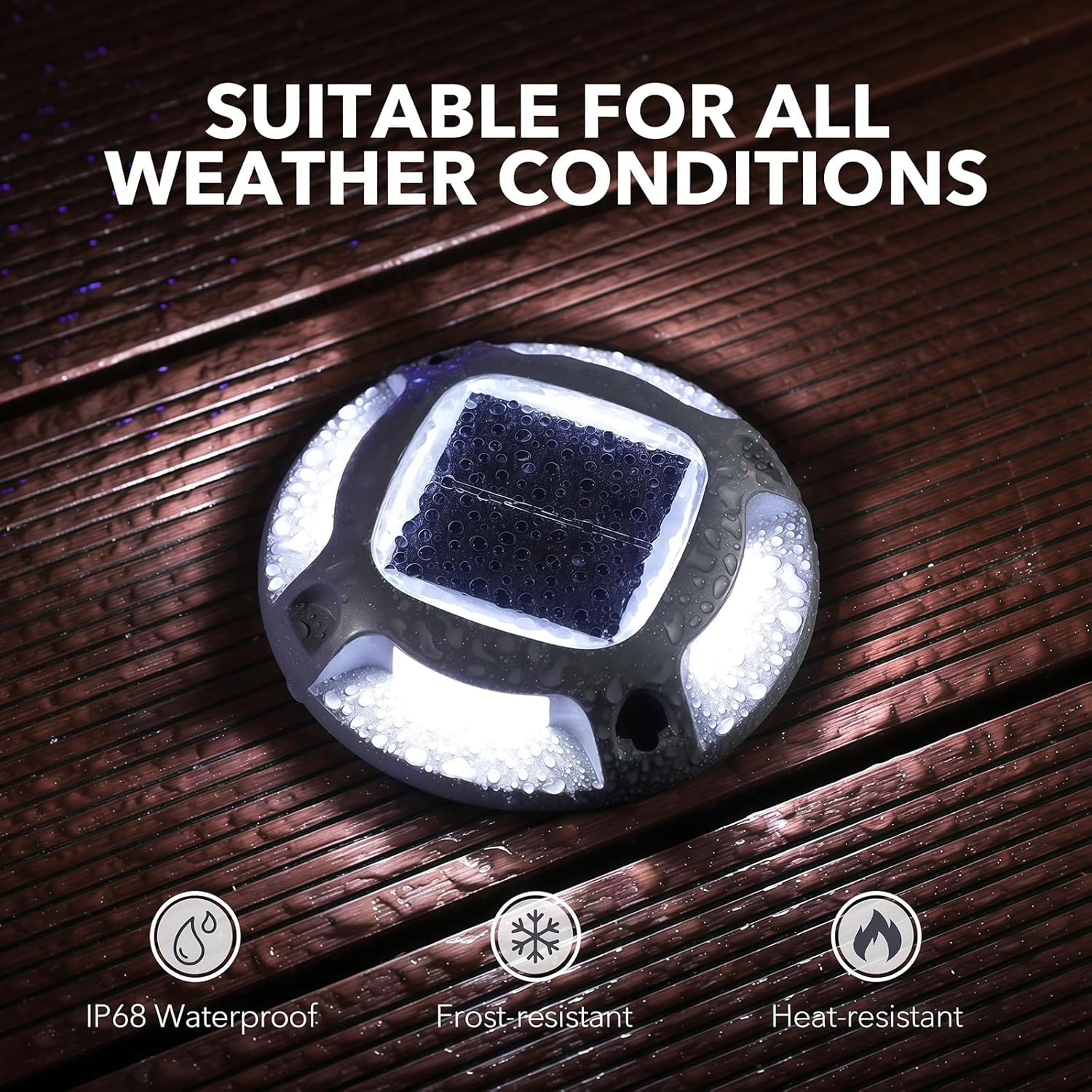 8 Pack Solar Deck Lights,2 Colors Wireless Driveway Safety Light,Ip68 Outdoor Waterproof Marine Dock Lights, for Sidewalk Walkway Pathway Dock Lawn Garden Decor(White and Blue) - 2 Pcs image number 5