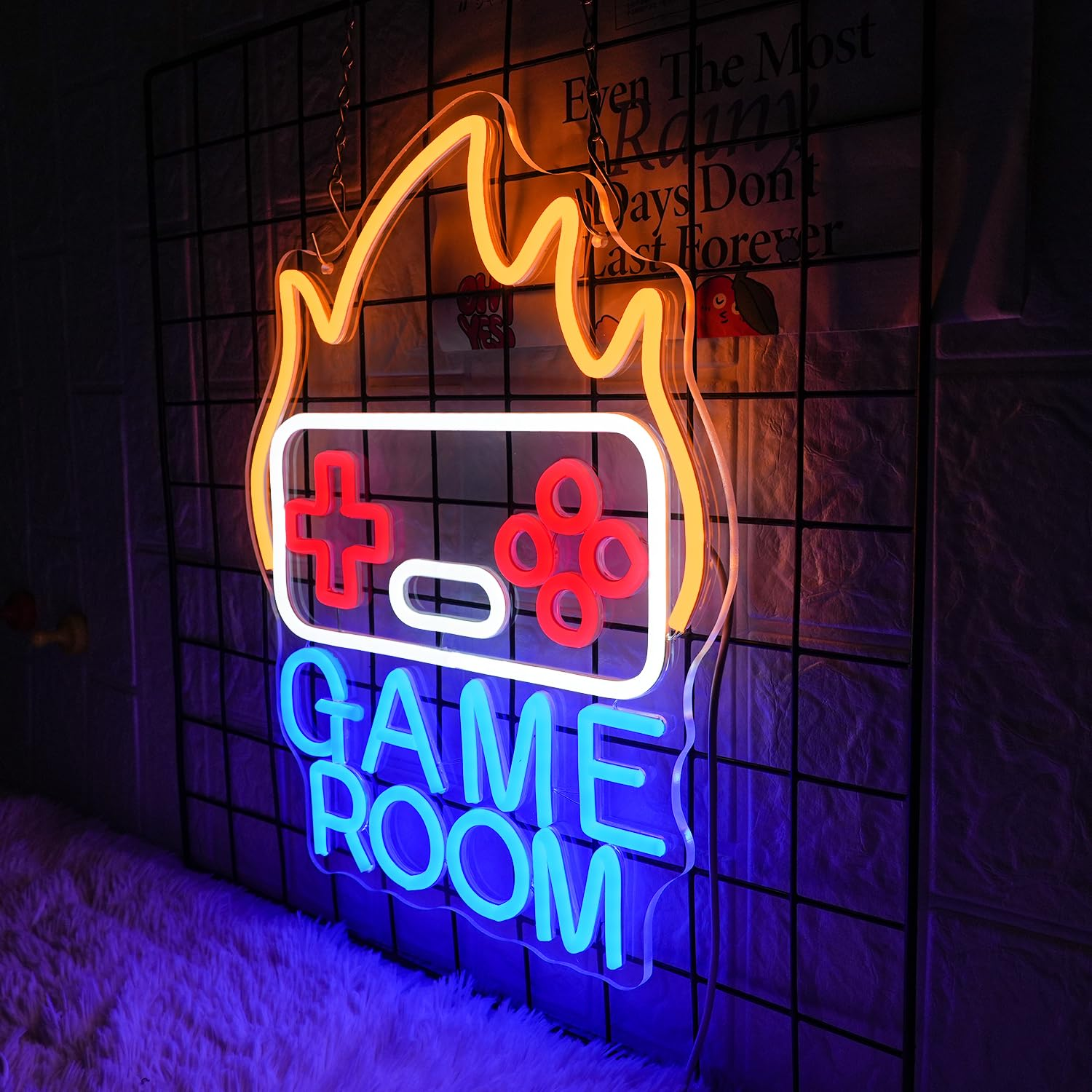 LMSIGNLY Game Room Neon Sign for Wall Decor Gamer Neon Light Flame Neon Light Sign Gaming LED Sign Blue Letter Neon Signs for Bedroom Teen Boys Bedroom Home Game Zone Competition Decor image number 3