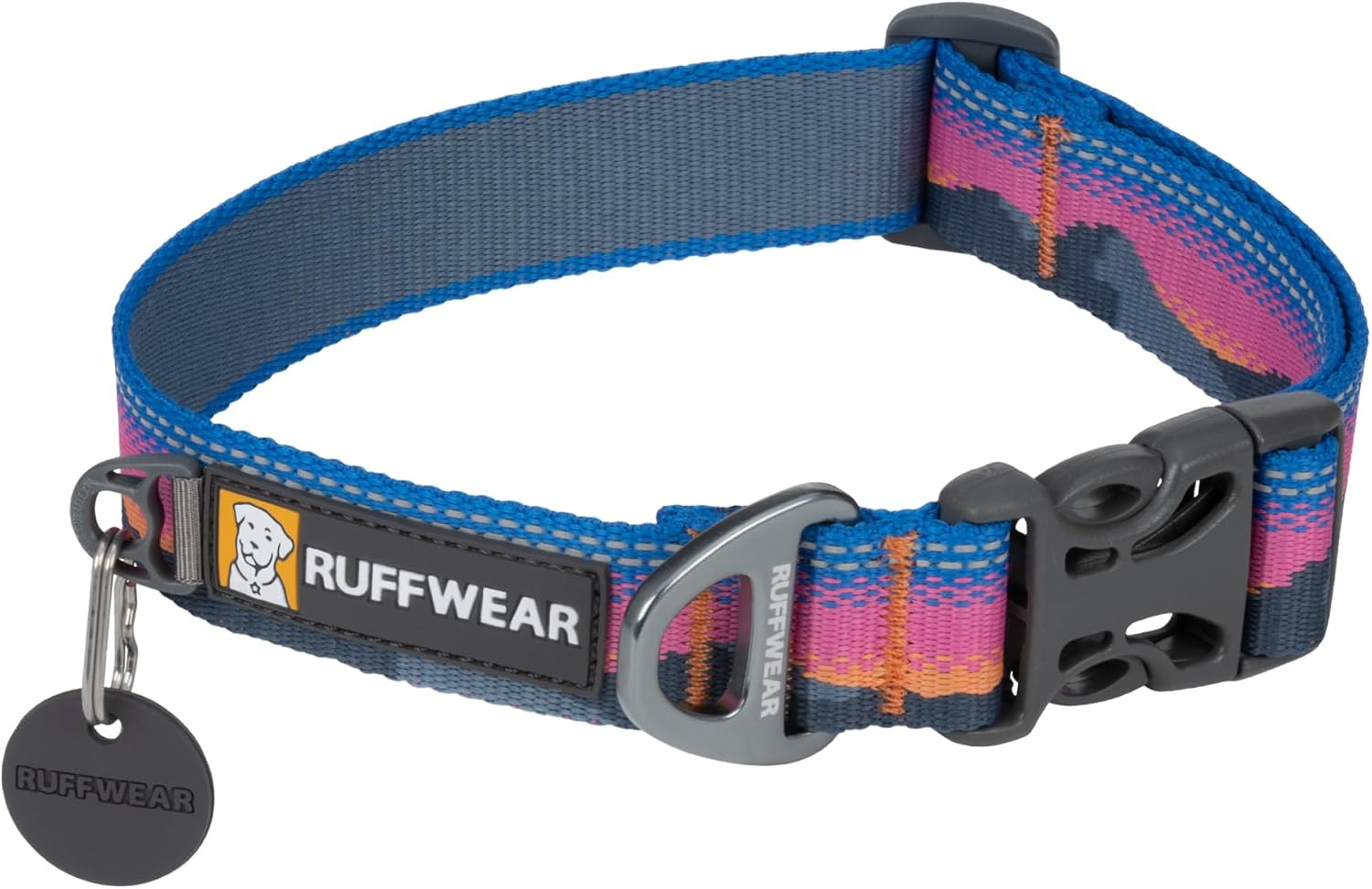 RUFFWEAR Crag Dog Collar, Large Dog Collar with Aluminium V-Ring, Adjustable Length, Pet Dog Collar, Comfortable Soft Collar, Premium Animal Collar with Dog Lead Attachment Ring