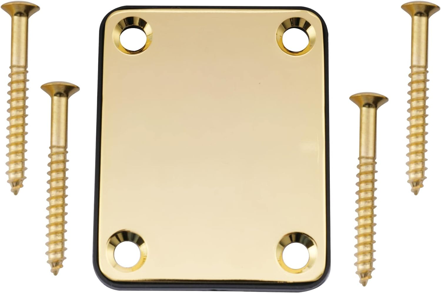 Musiclily Metal Neck Plate with Screws for Fender Strat Tele Style Electric Guitar or Bass,Black