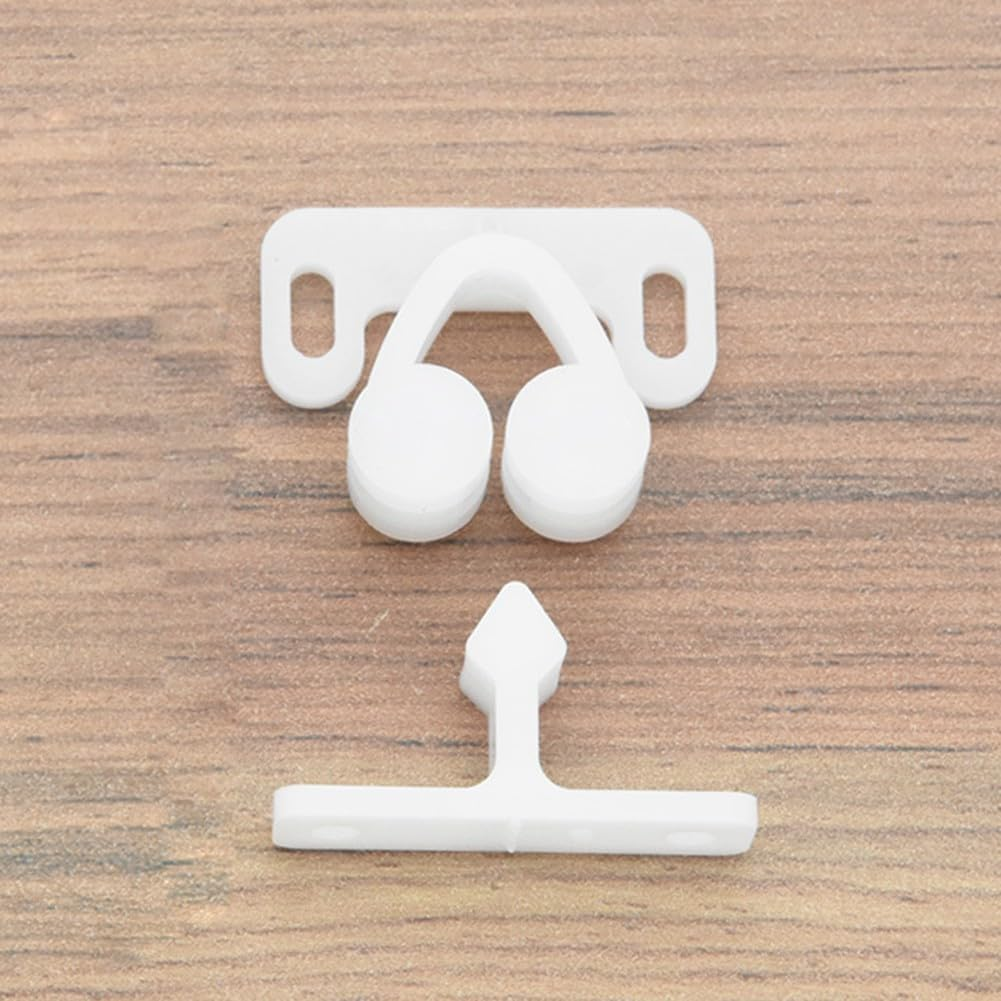 Jinshining 6Pcs White Marine Boat Ball Catch Door Cupboard Spring Cabinet Catch Boat Door Latch Back Plates Roller Latch Plastic Catches Cabinet Hardware Catches image number 2