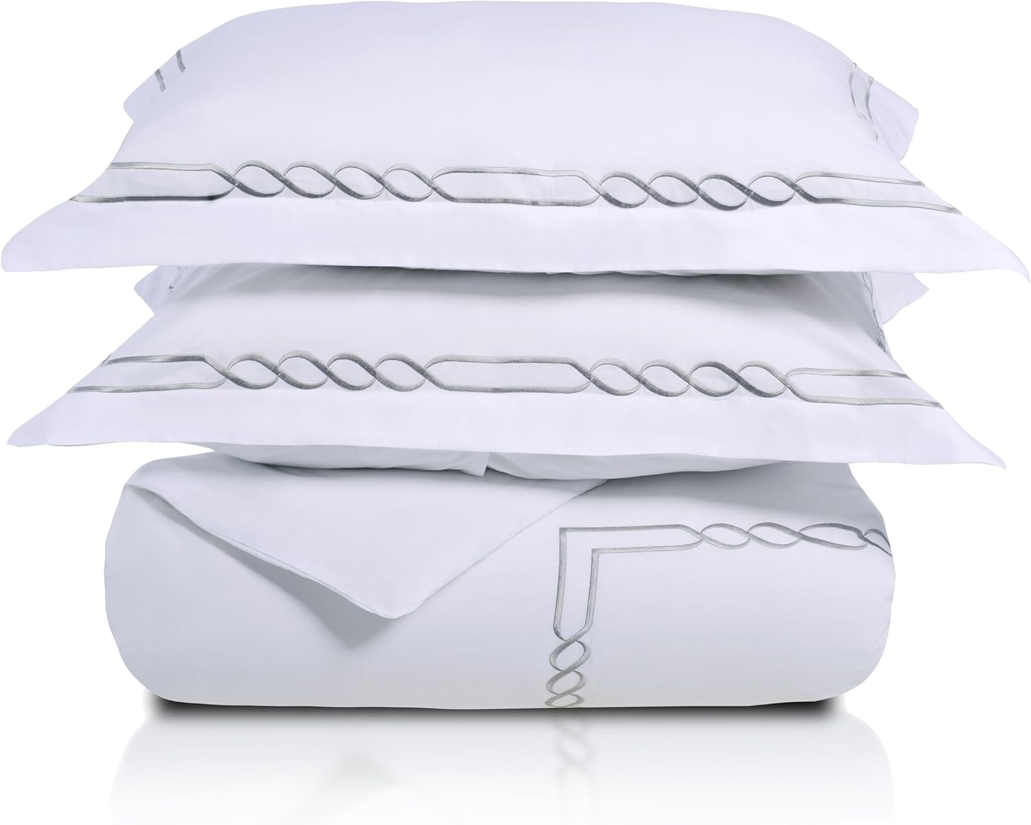 Superior 200 Thread Count 100% Cotton Embroidered Lorenz Duvet Cover Set, Twin/Twin X-Large image number 3
