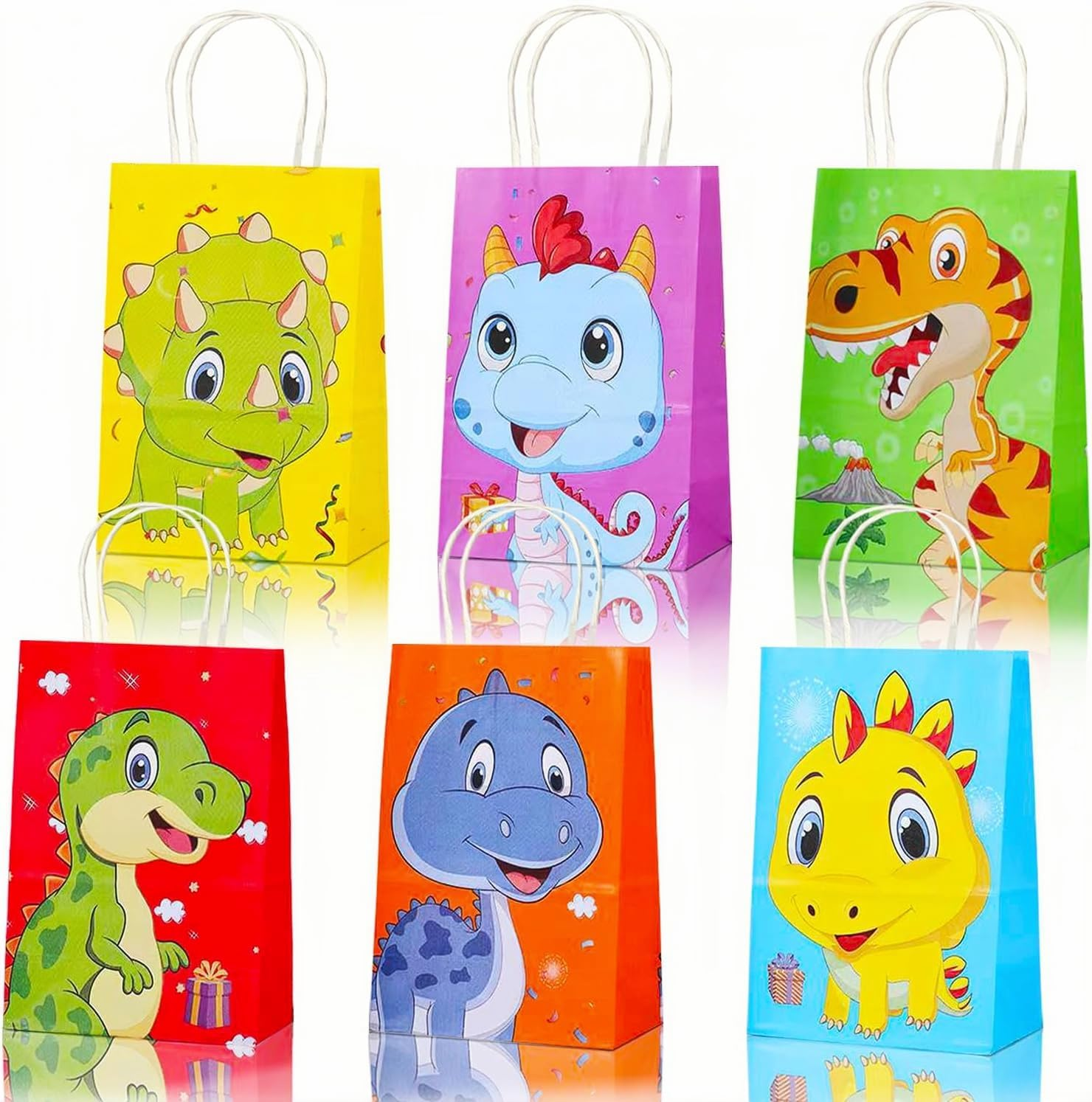 Kraft Paper Gift Bags with Handles, Pack of 10 Gift Bags, Kraft Paper Bags with Handle, Multiple Colours, Party Bag Set, Suitable for Wedding, Birthday, Party Accessories and Gifts