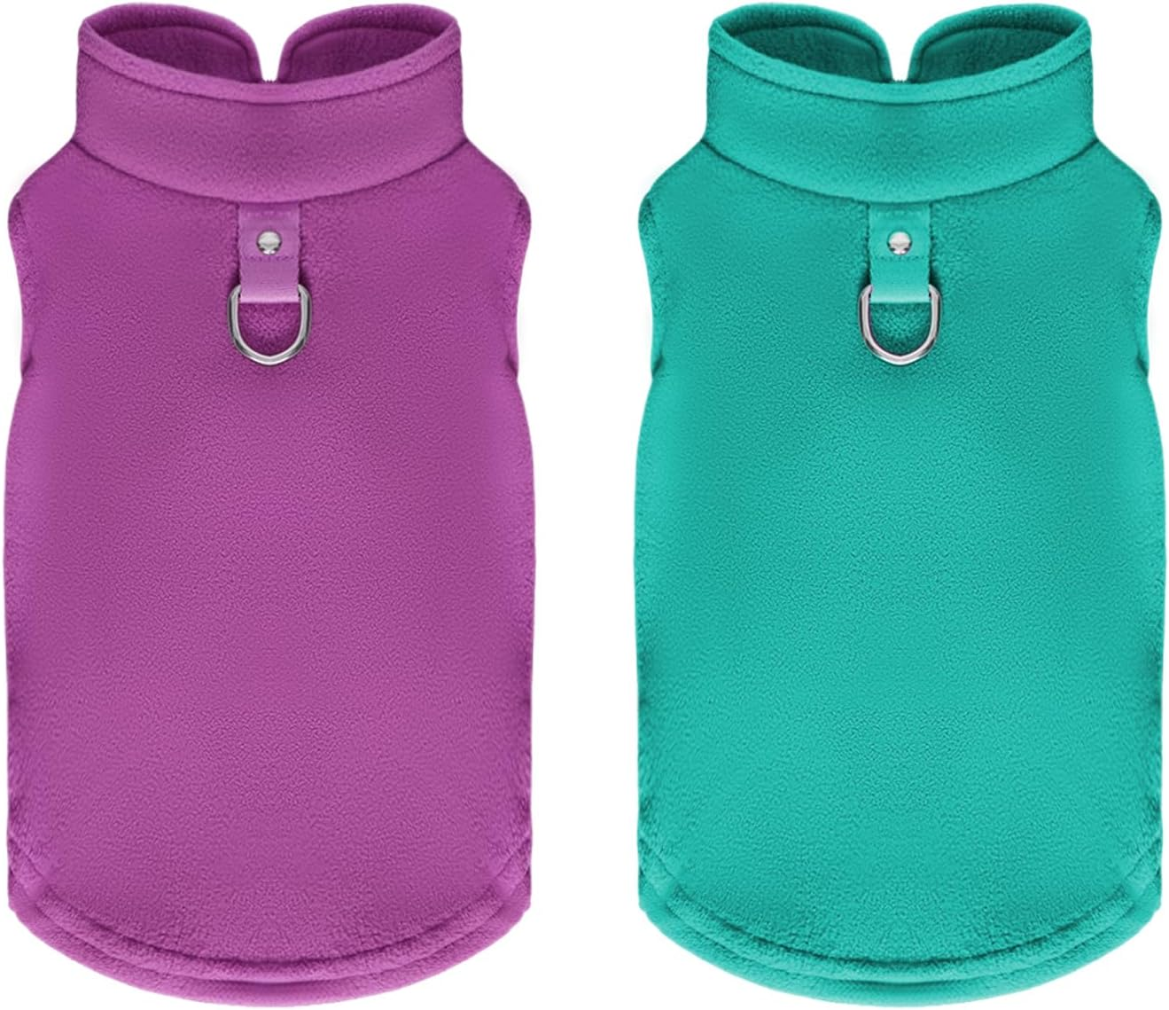 2 Pcs Dog Fleece Vest Sweater Winter Warm Dog Sleeveless Jacket Soft Pullover Fleece Cold Weather Coat Hoodie with D-Ring Leash for Small Medium Dogs Unisex
