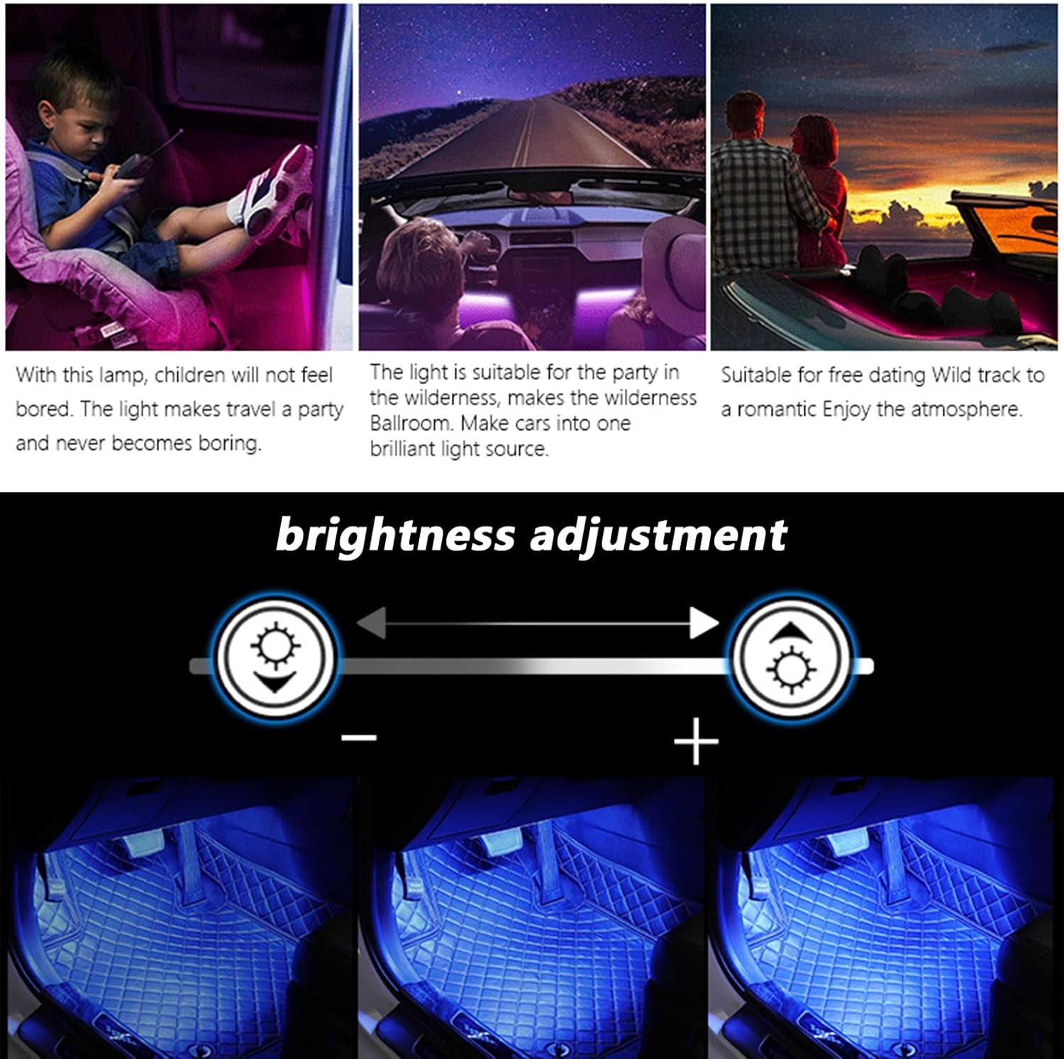 Car LED Lights Interior with Smart APP Control, 48 LED 12V Multicolor Music Car Interior Lights，With USB Port Light with Ambient Light，For Truck, SUV, Sedan image number 3