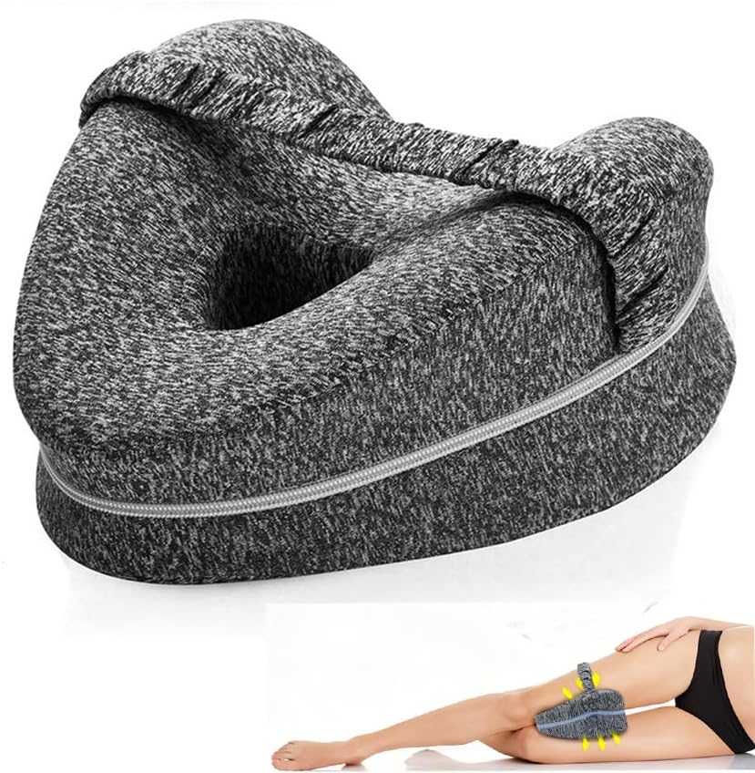 Knee Pillow Revoget Alignment Pillows for Sleeping on Side, Memory Foam Leg Spine & Hip Support Pillow for Side Sleepers, Joints Pain & Pregnancy, Leg Support Cushion (Grey)