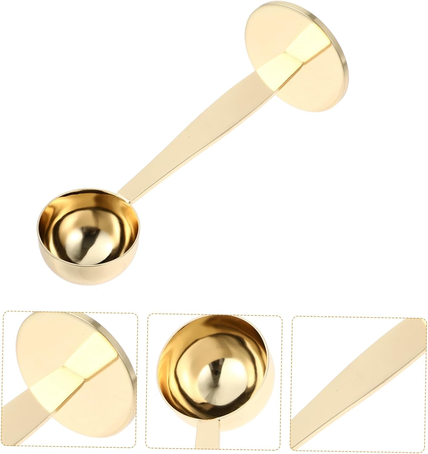 COMPUKAS 2Pcs Stainless Steel Coffee Spoon Measuring Cup Powder Press Scoop Espresso Tamper Tool for Tamping Measuring Use Coffee Beans Powder image number 3