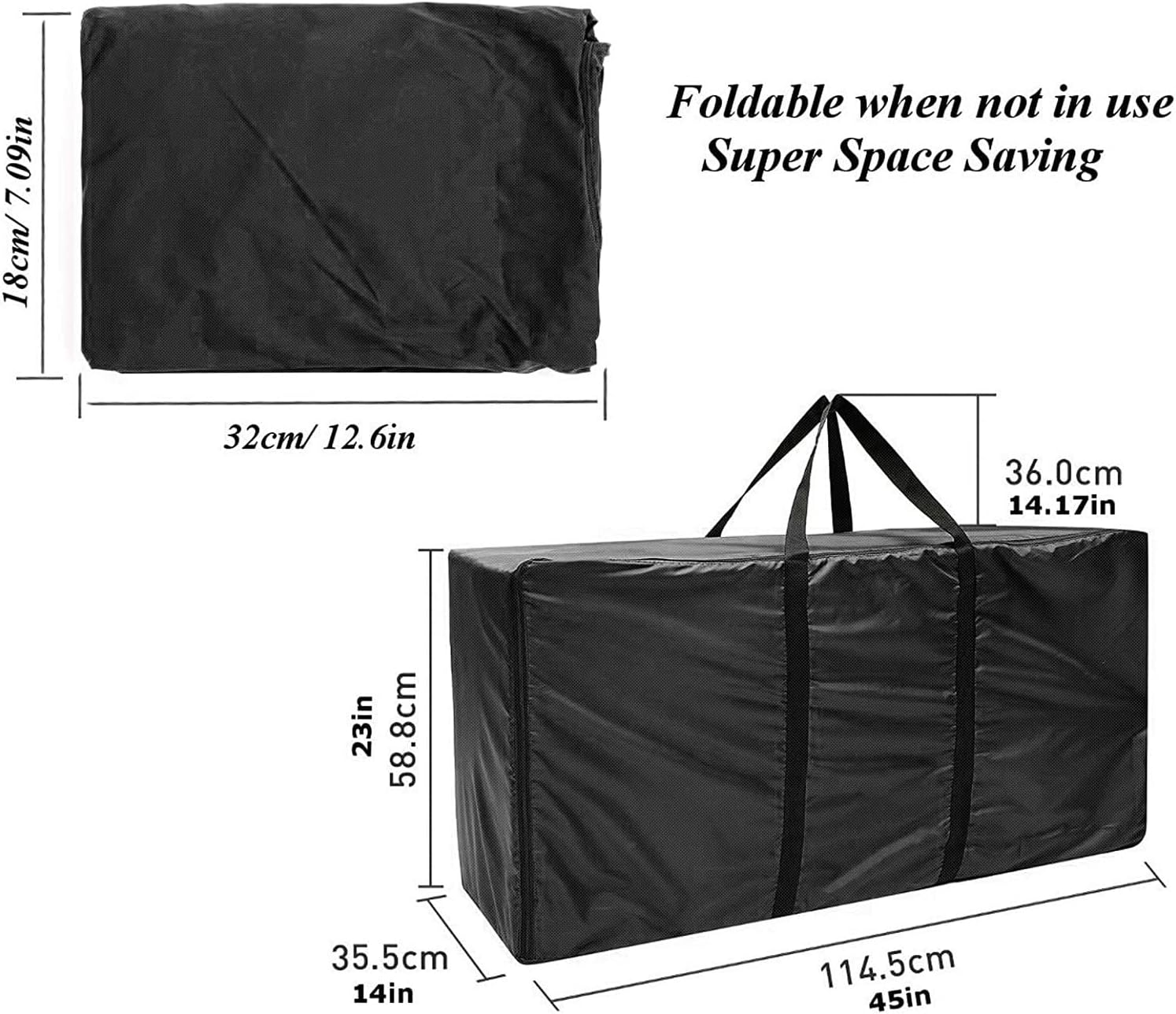 THJOPOKEEL Hay Bale Storage Bag, Extra Large Tote Hay Bale Carry Bag, Foldable Portable Horse and Livestock Hay Bags with Zipper Waterproof, Black image number 6