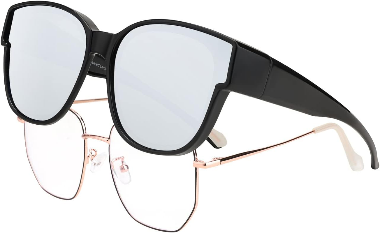 FEISEDY Polarized Fit over Sunglasses for Women Men Oversized over Glasses B2922