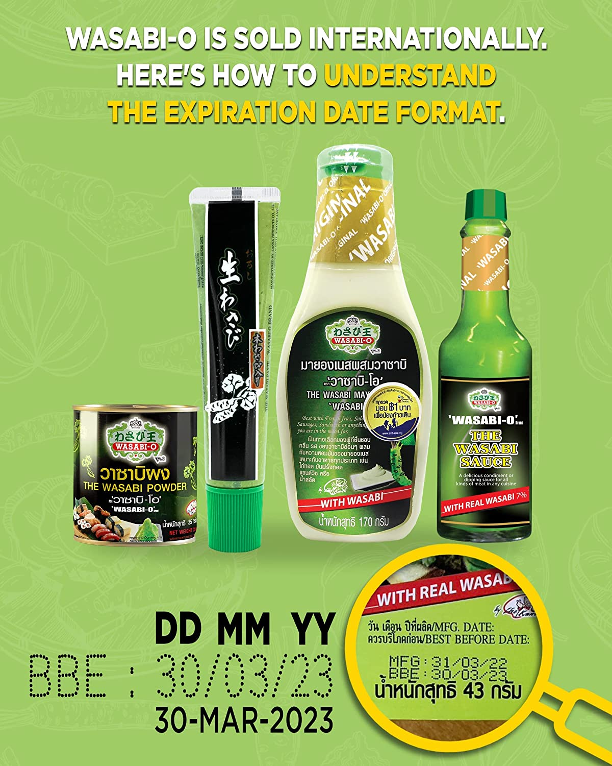 Wasabi-O Wasabi Sauce with Real Wasabi - Wasabi Hot Sauce for Sushi, Roast Beef, Roasted Veggies & More | Vegan, Vegetarian, Gluten-Free, 2.2Oz