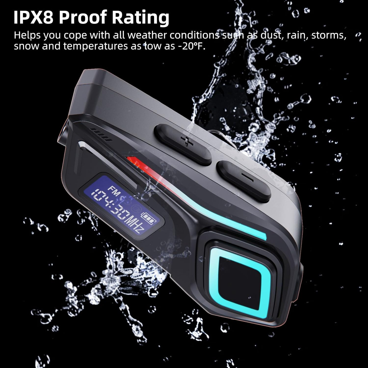 Motorcycle Helmet Headset with Hifi Sound, IPX8 Rain Proof Handsfree Call for Music GPS Voice Navigation, Fast Charging with Noise Cancellation