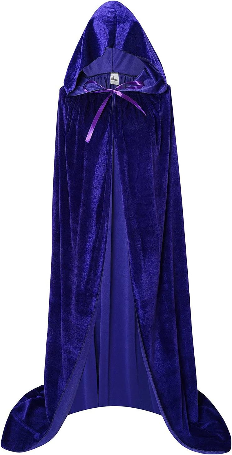 Unisex Hooded Cloak Long Velvet Cape for Halloween Christmas Cosplay Costume