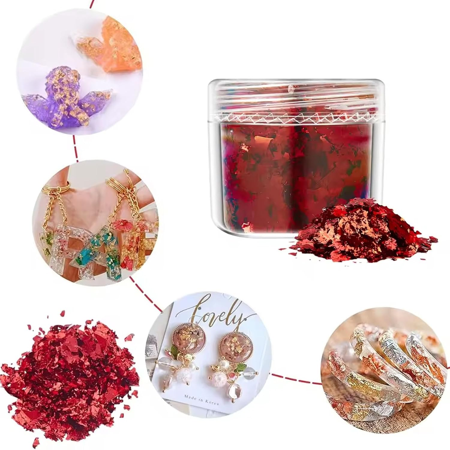 Gold Foil Flakes 20 Bottles Set Gilding Flakes for Resin, Nail Art, Jewelry Making, Painting, Candle Molds & DIY Crafts Gold Leaf for Art & Decoration image number 4