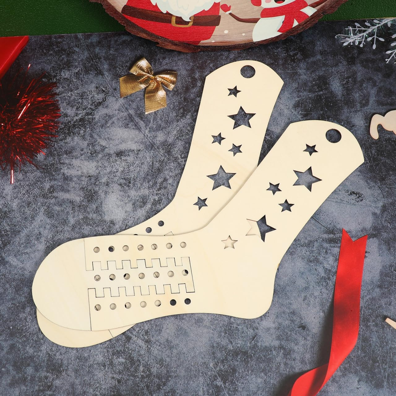 Operitacx DIY Knitting Molds 2 Pieces Wooden Sock Blockers for Sock Blocking Display image number 5